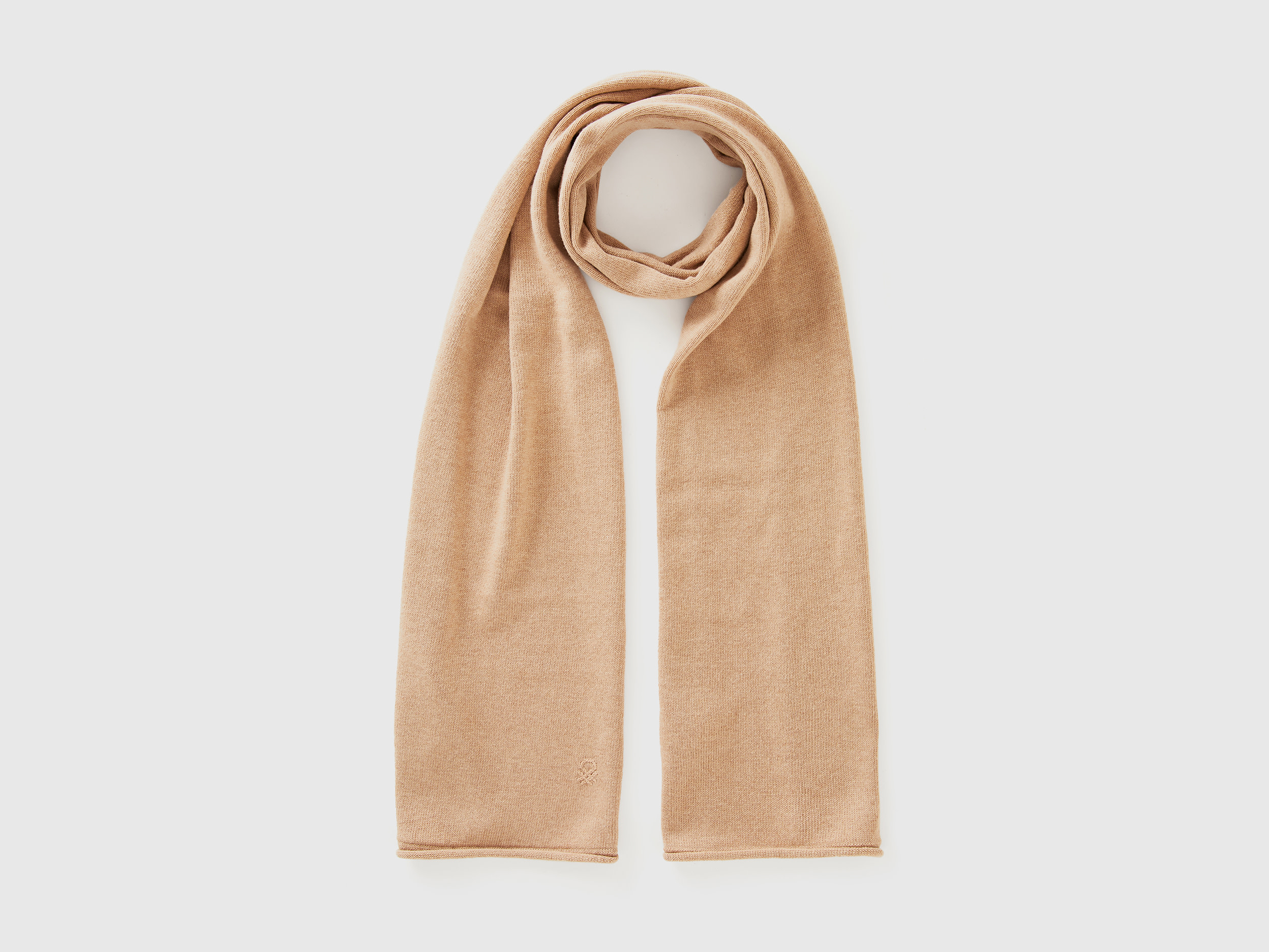 Benetton, Sciarpa In Misto Cashmere, Beige, Donna