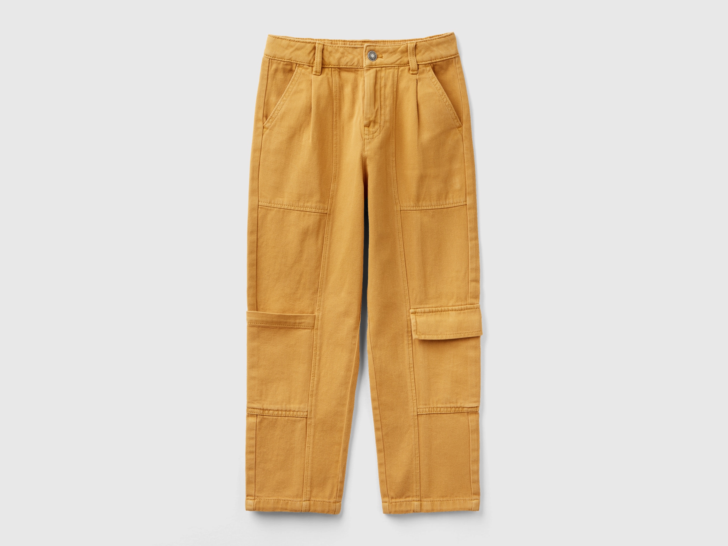 Benetton, Pantaloni Cargo In Cotone, Cammello, Bambini