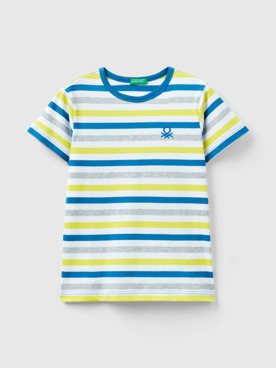 Benetton, Camiseta De Rayas De 100 % Algodón, Multicolor, Niños
