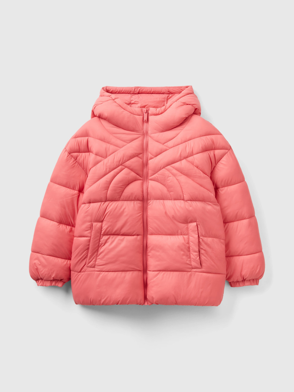 Benetton, Short Padded Jacket With Recycled Wadding, Pink, Kids
