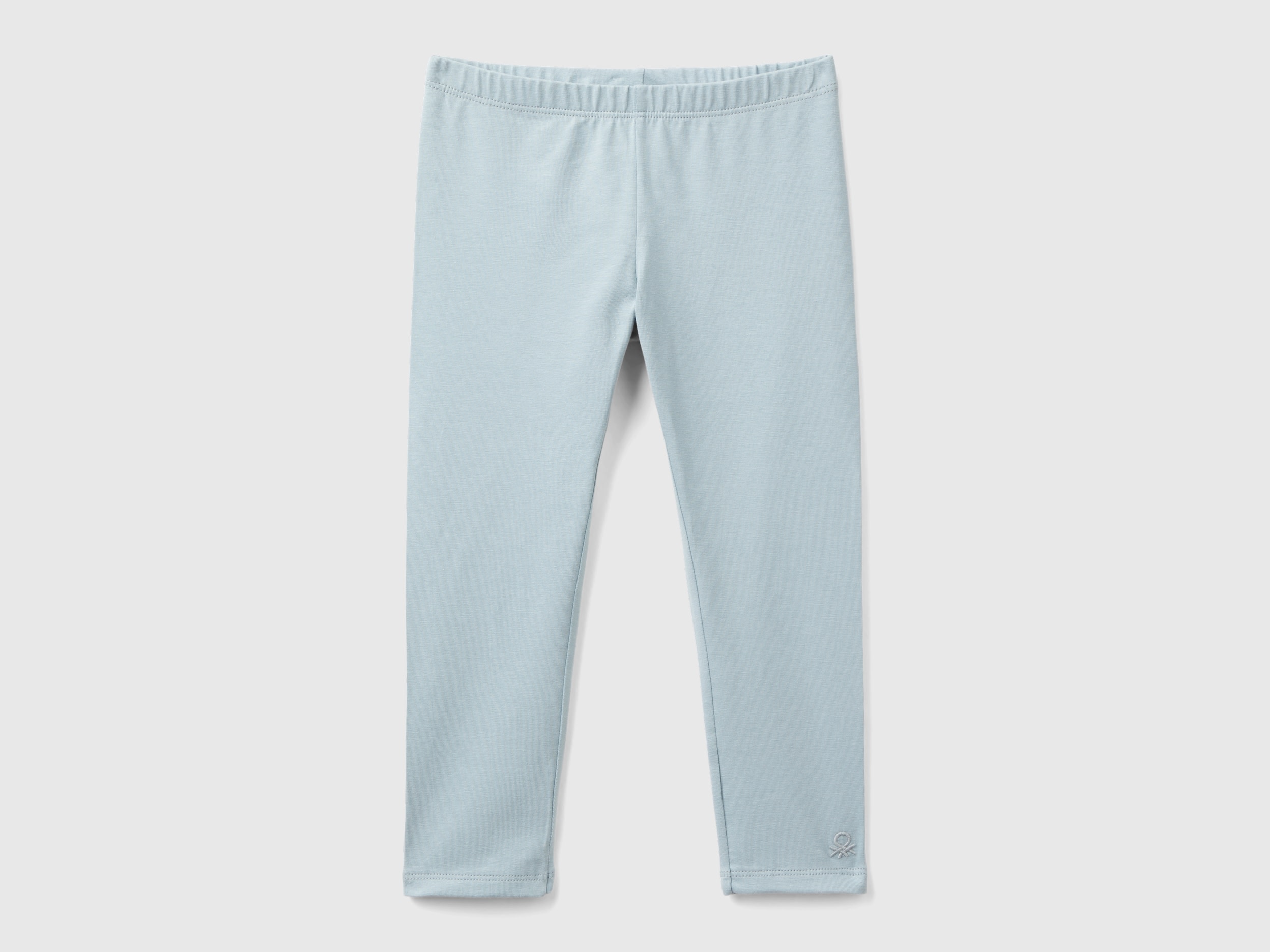 Benetton, Leggings In Cotone Stretch, Grigio Perla, Bambini