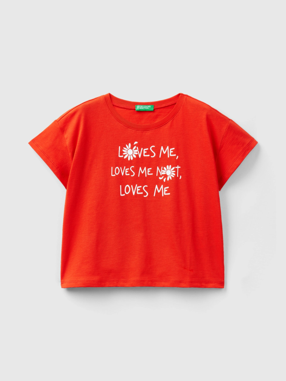 Benetton, Boxy Fit T-shirt In Organic Cotton, Red, Kids