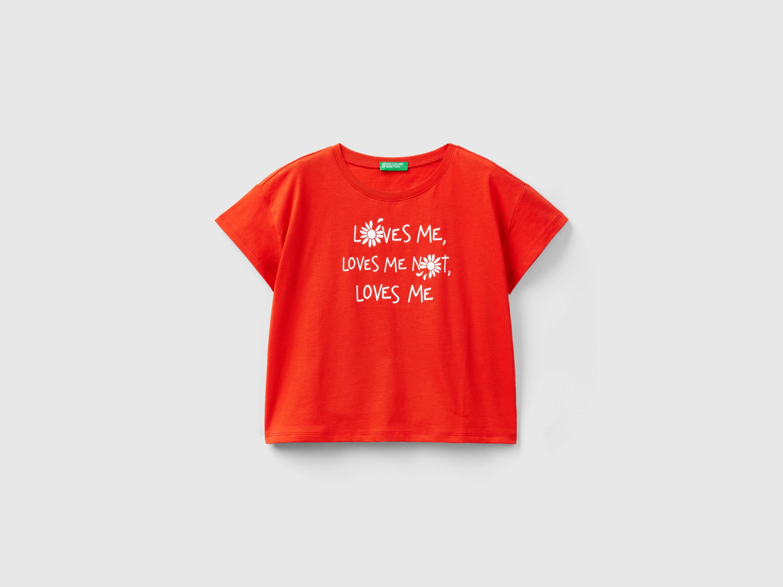 Image of Benetton, Boxy Fit T-shirt In Organic Cotton, size L, Red, Kids