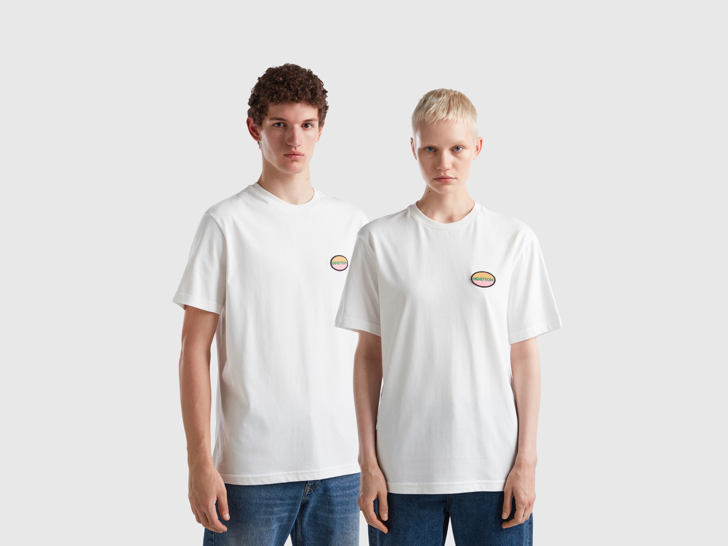 Benetton, White T-shirt With Patch, size XXL, White, Women