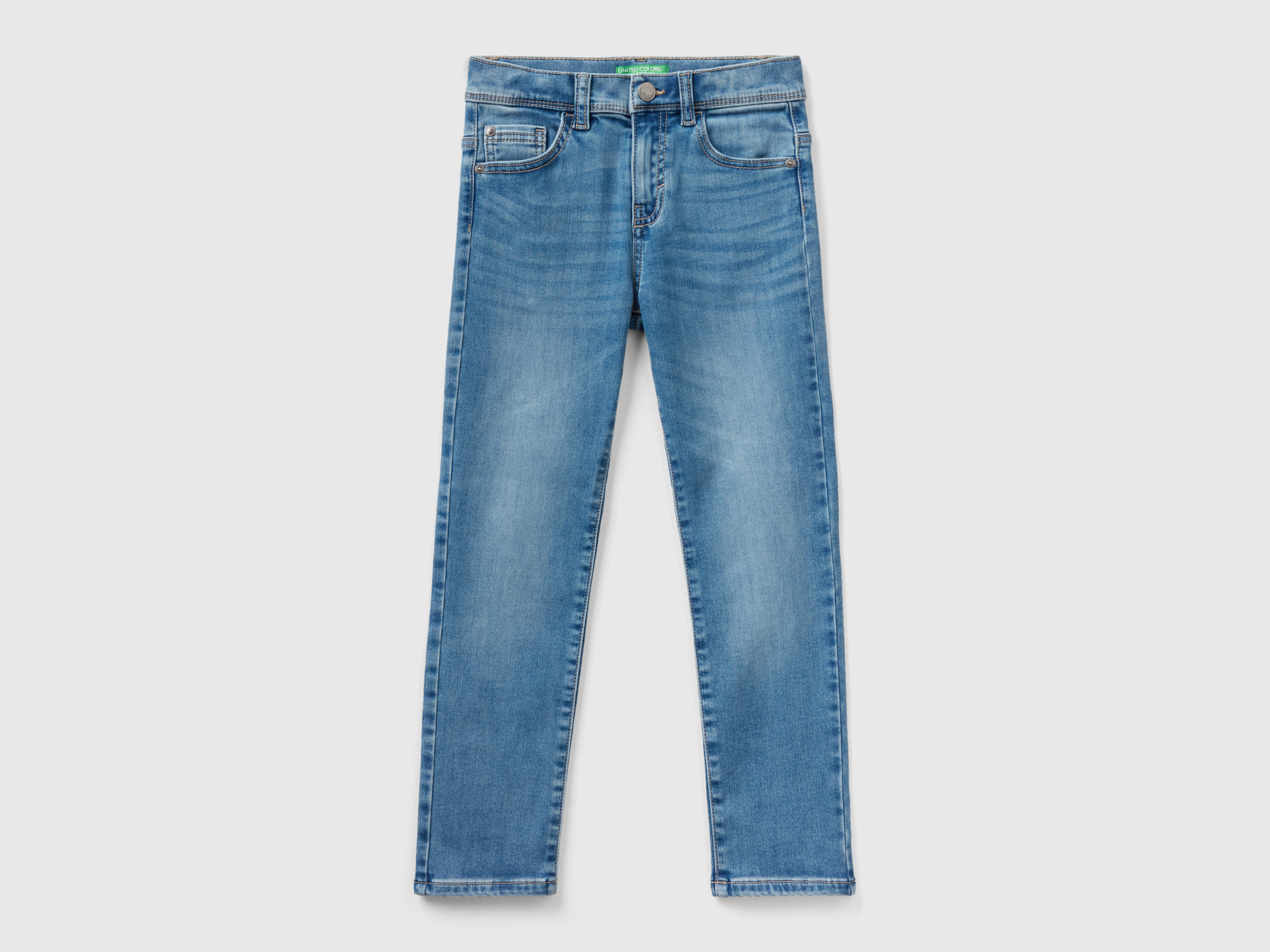 Benetton, Thermal Slim Fit Jeans, size 2XL, Light Blue, Kids