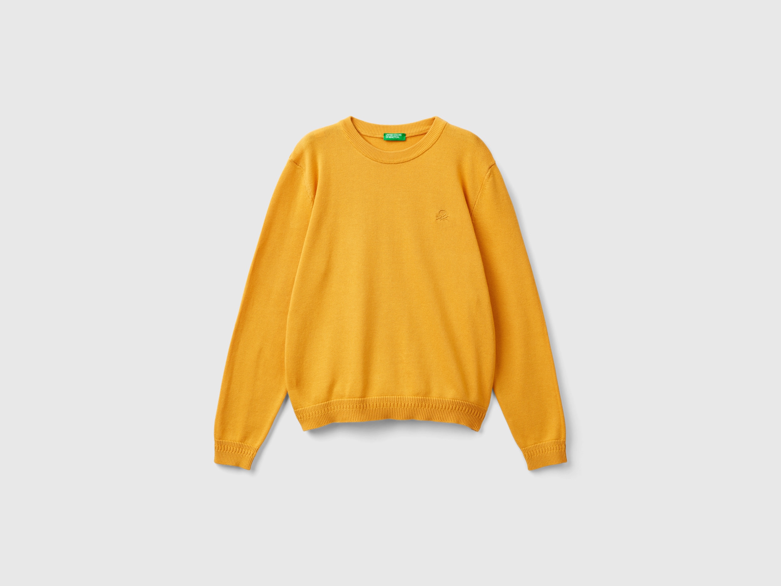 Benetton, Maglia Girocollo 100% Cotone, Senape, Bambini