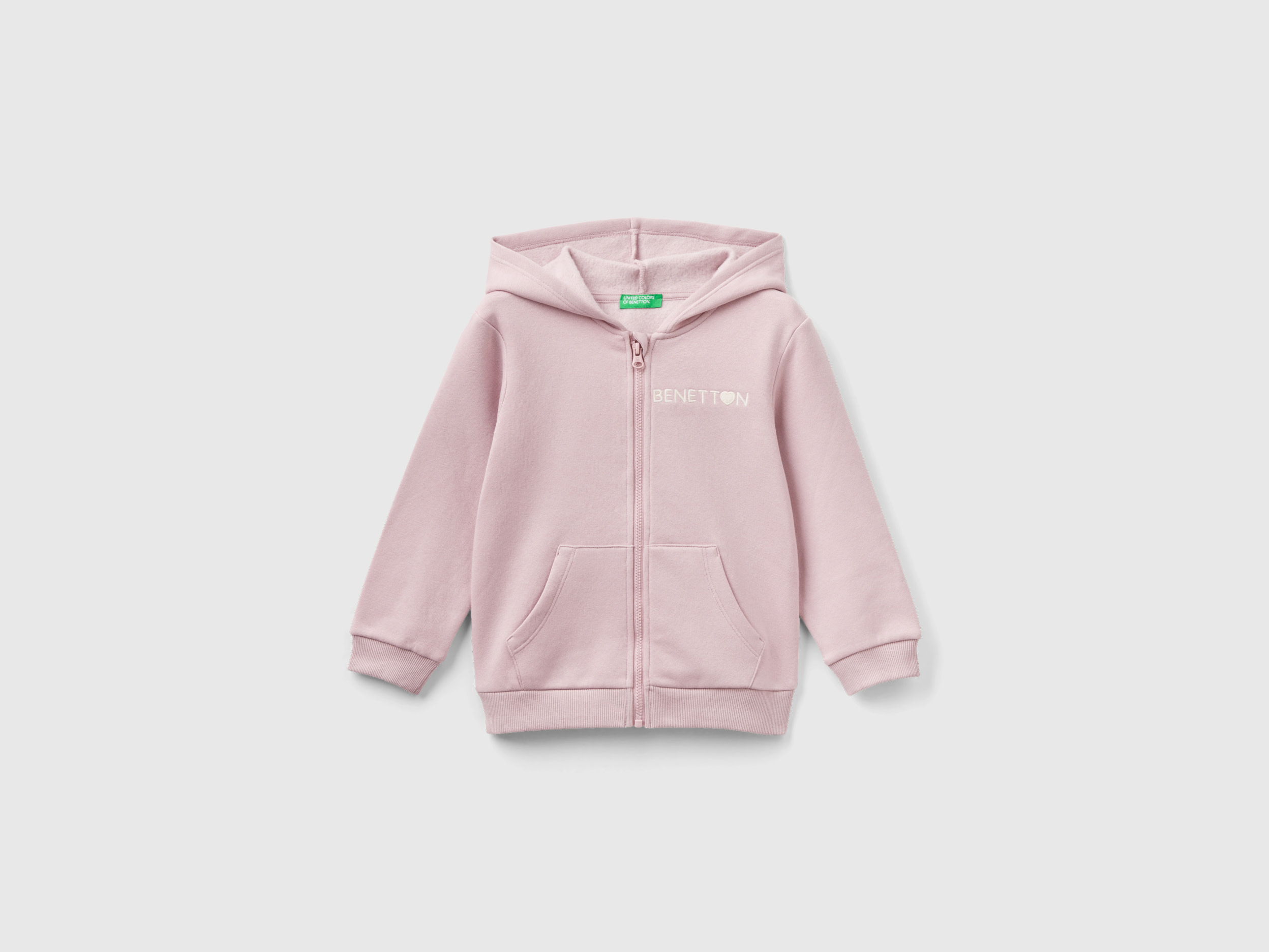 Benetton, Zip-up Sweatshirt In Cotton Blend, size 5-6, Pink, Kids