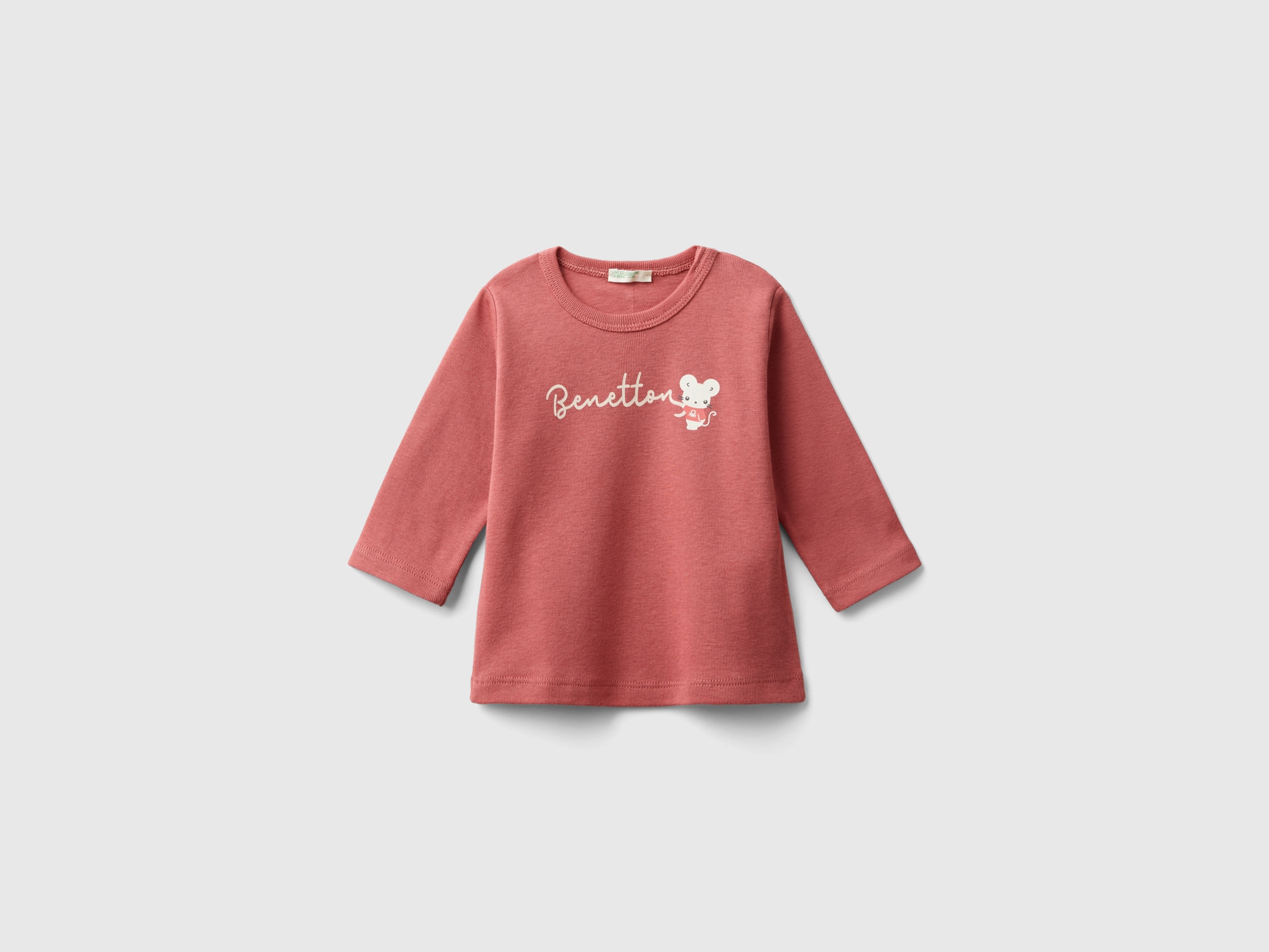 Benetton, T-shirt Manica Lunga 100% Cotone Bio, Malva, Bambini