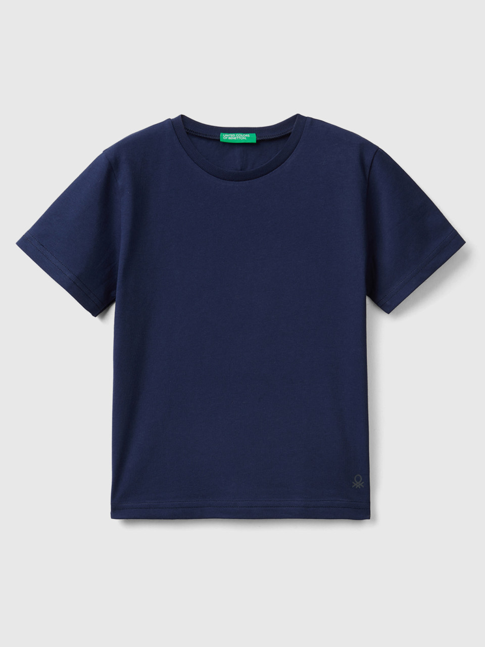 Benetton, Camiseta De Algodón Orgánico, Azul Oscuro, Niños