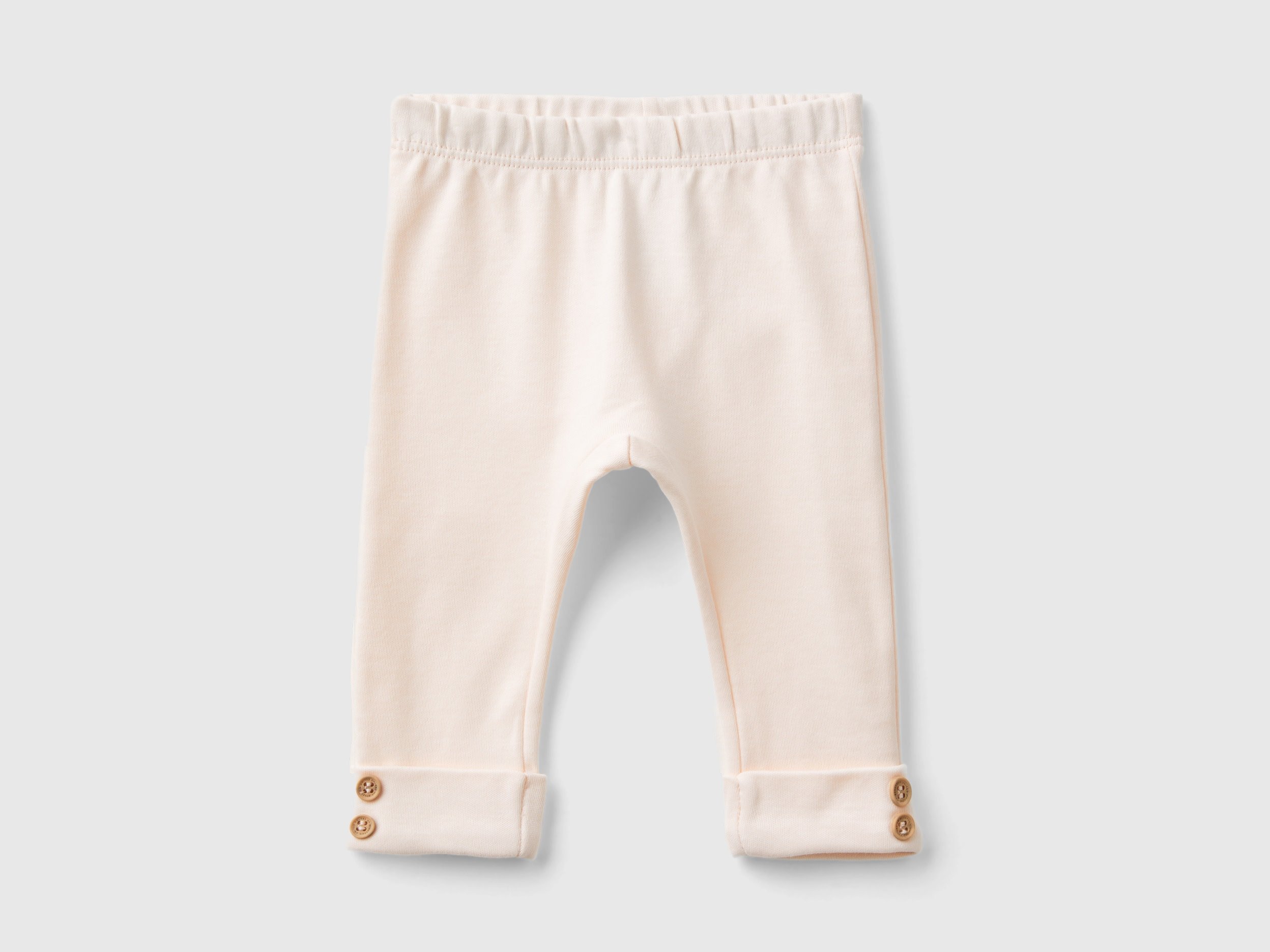 Benetton, Leggings In Cotone Bio, Rosa Tenue, Bambini