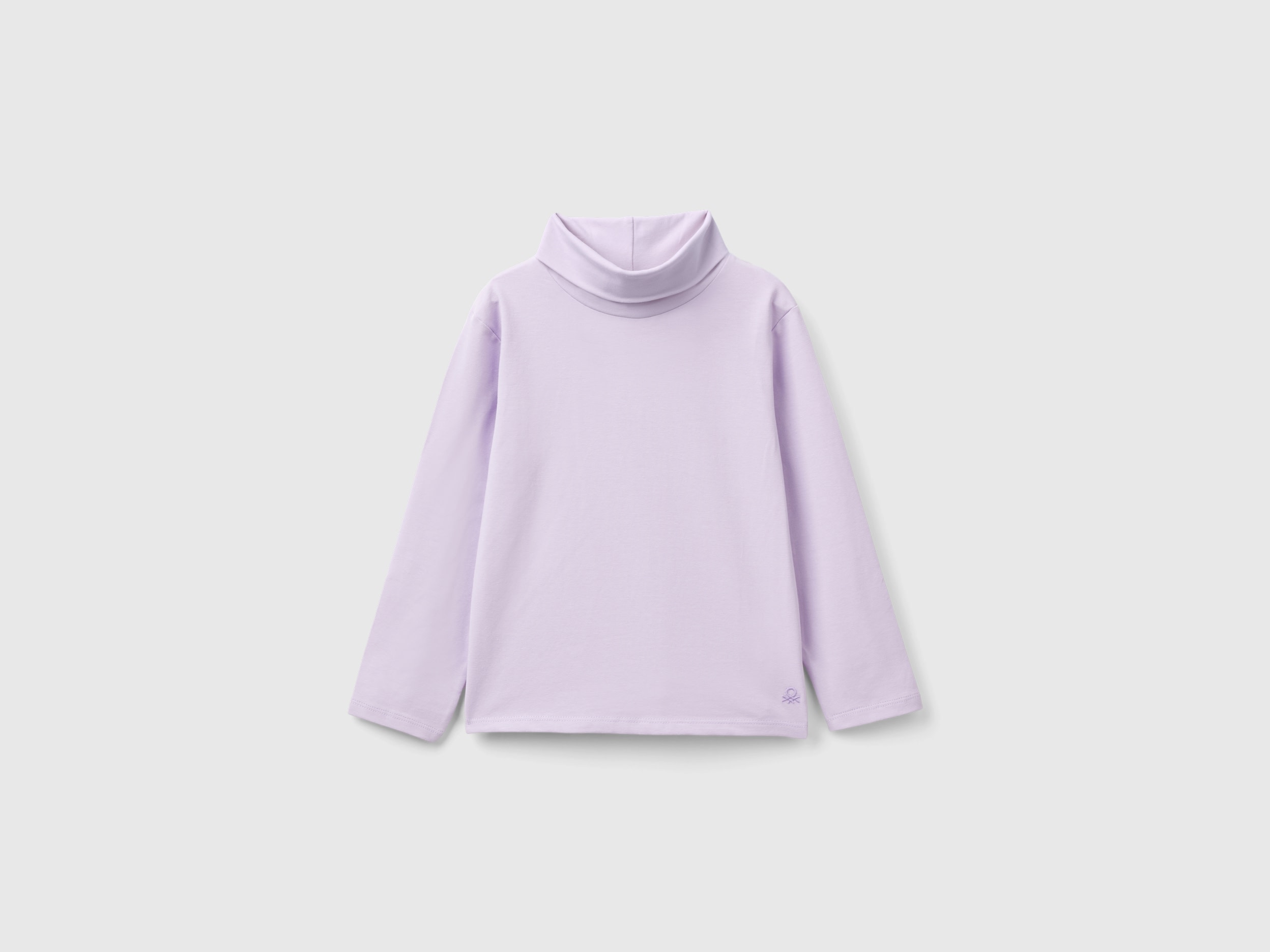 Benetton, T-shirt Lupetto In Cotone Stretch, Lilla, Bambini