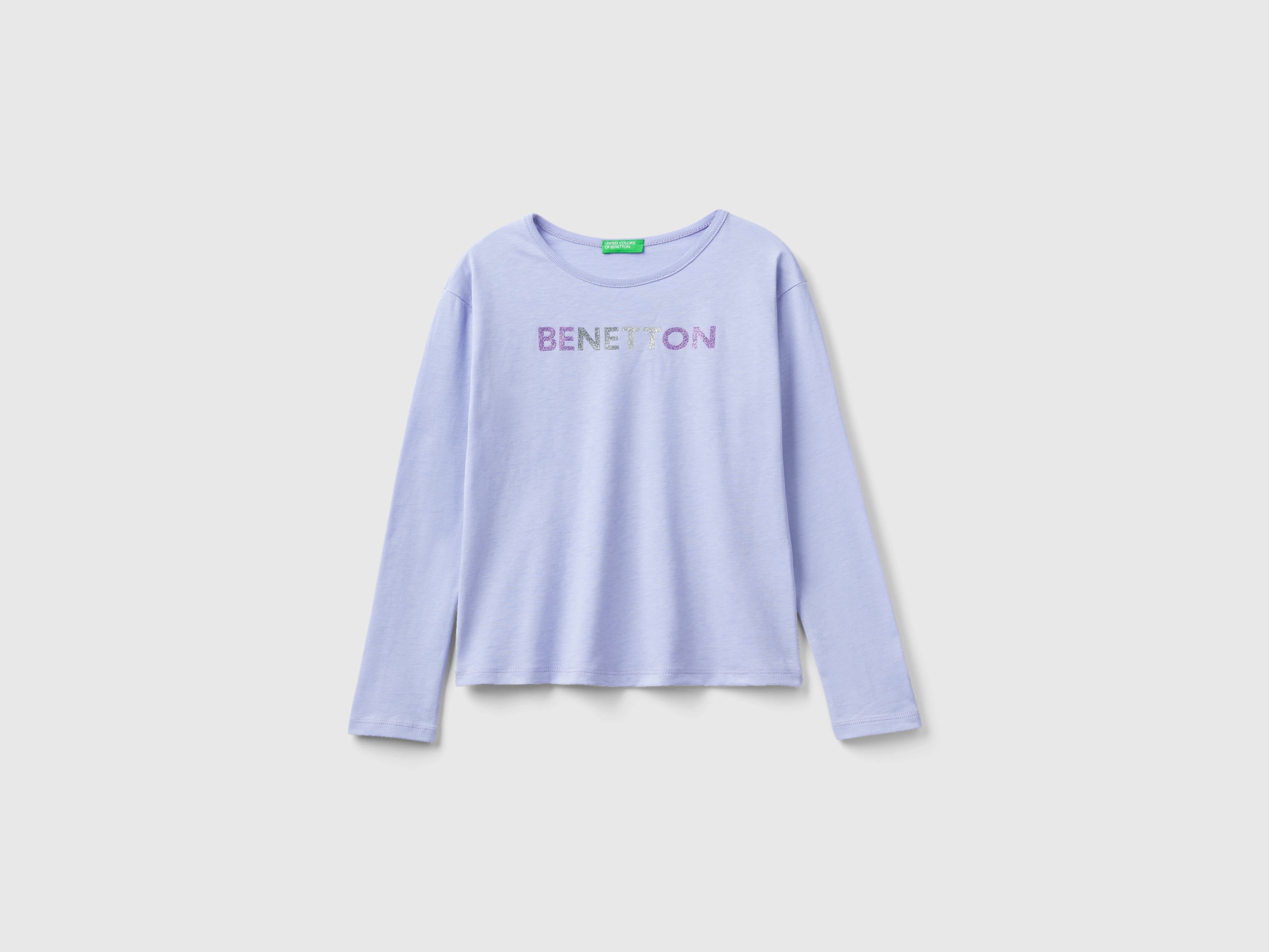 Benetton, T-shirt In Warm Organic Cotton With Glitter, size S, Lilac, Kids