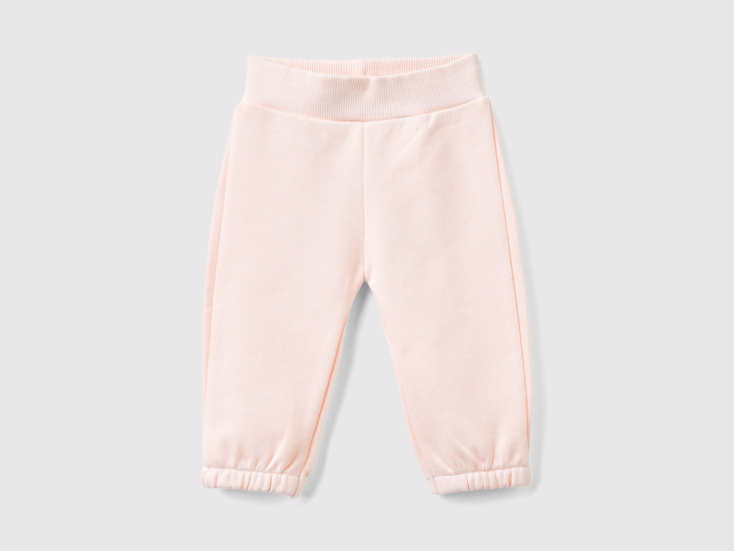 Benetton, Pantaloni In Felpa Di Cotone Bio, Rosa Tenue, Bambini