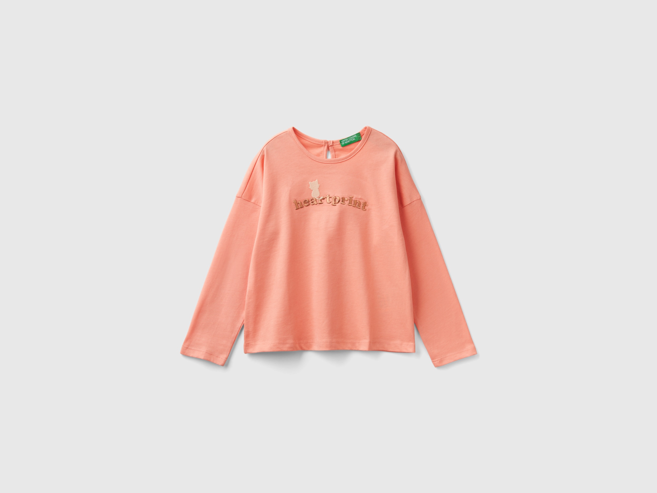 Benetton, T-shirt Con Stampa Gattini, Pesca, Bambini