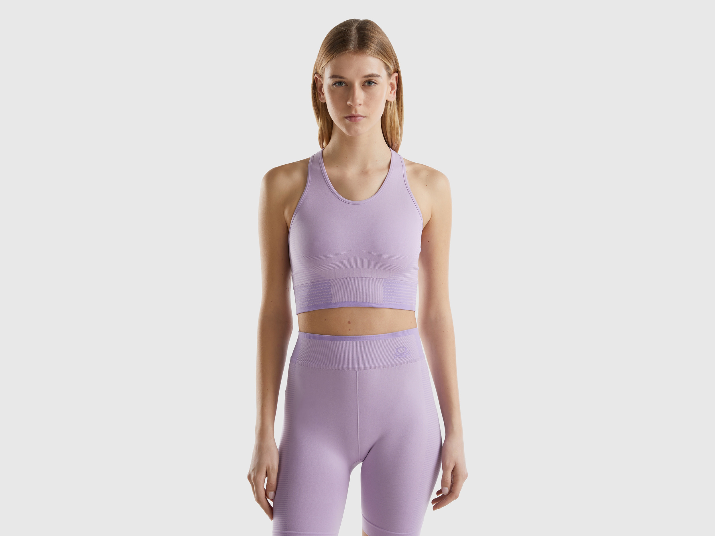 Image of Benetton, Seamless Sports Crop Top, size L, Lilac, Women