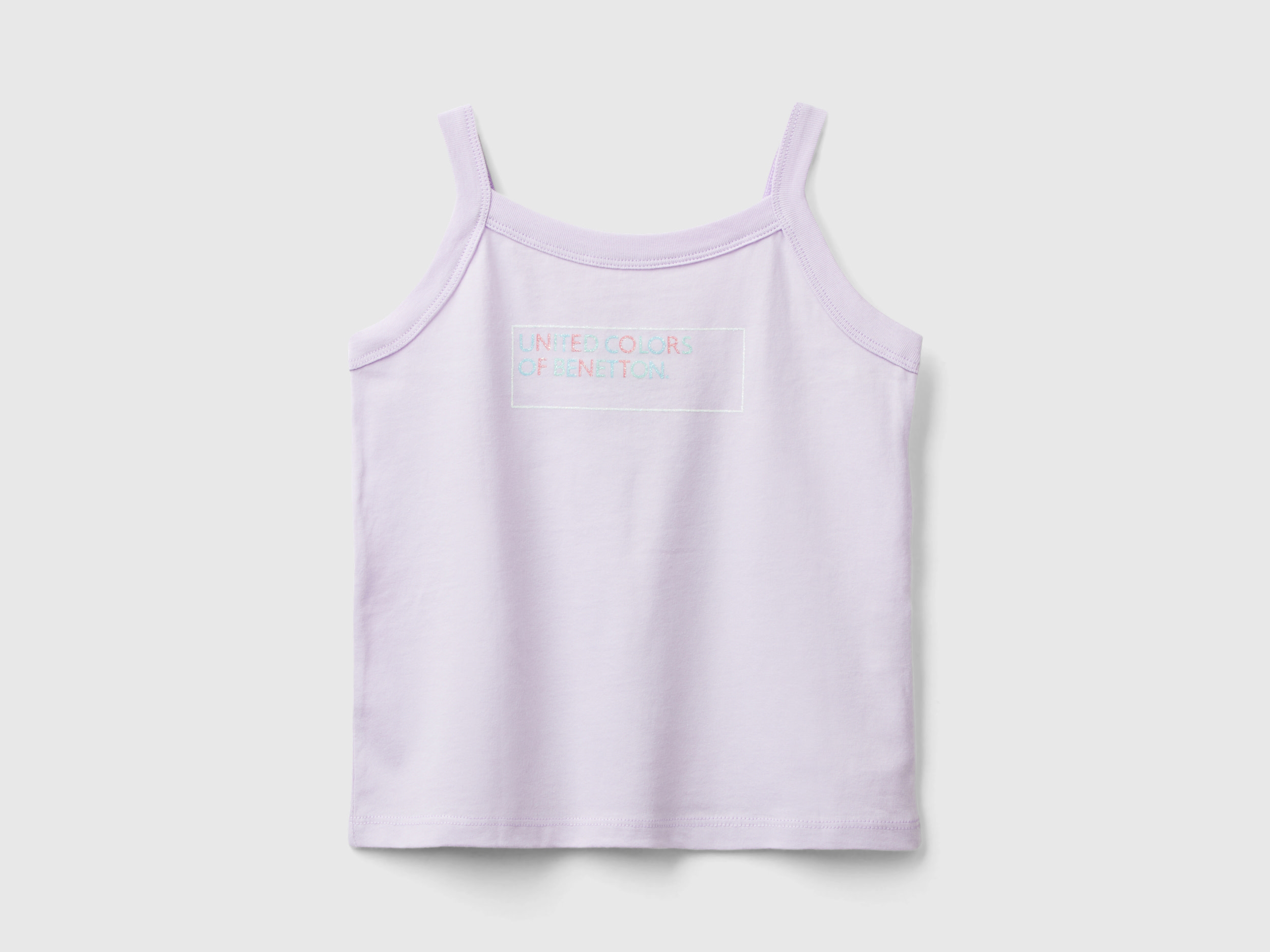 Image of Benetton, Tank Top With Glittery Logo Print, size M, Lilac, Kids