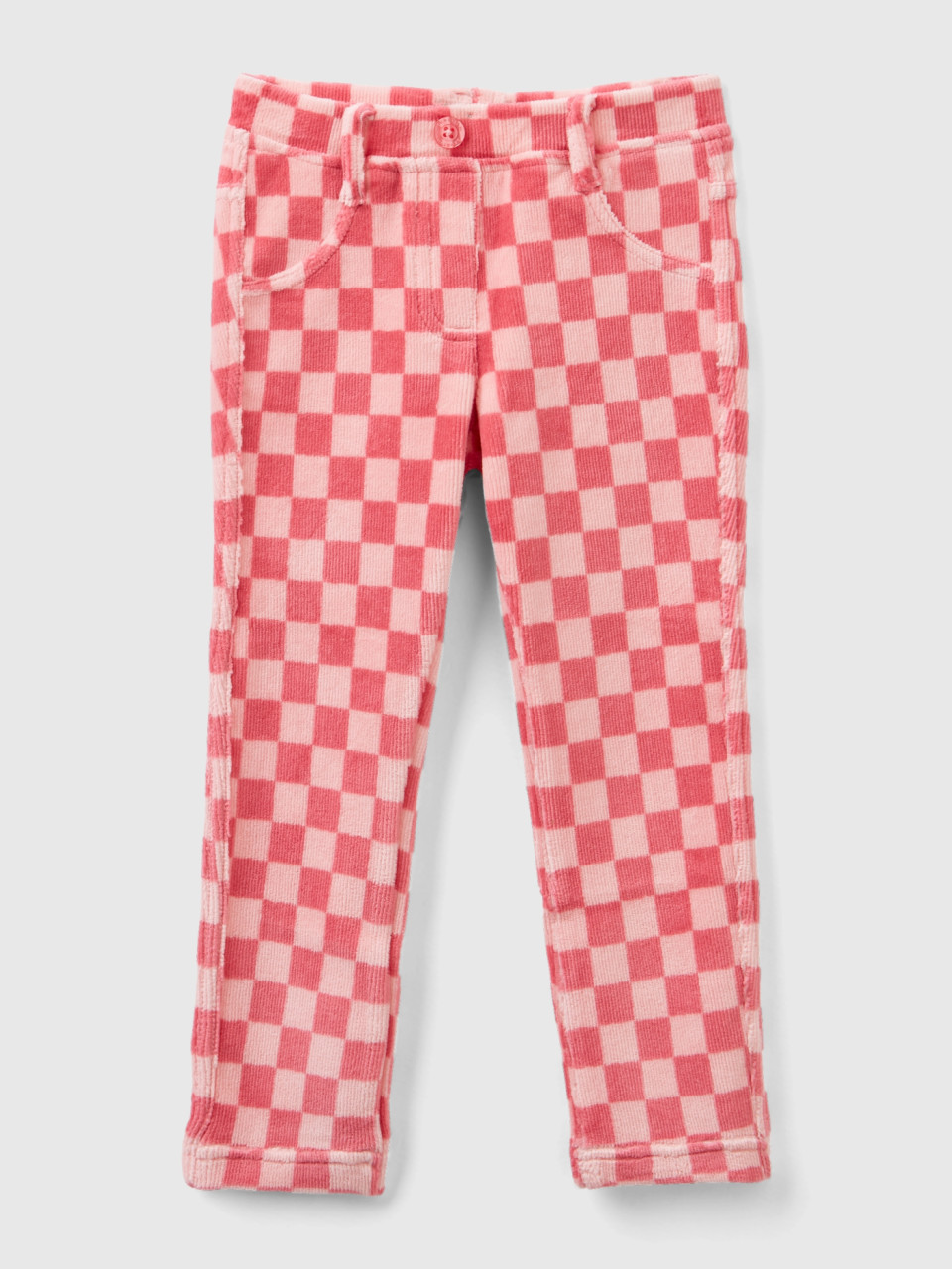Benetton, Pink Jeggings With Checkered Print, Pink, Kids