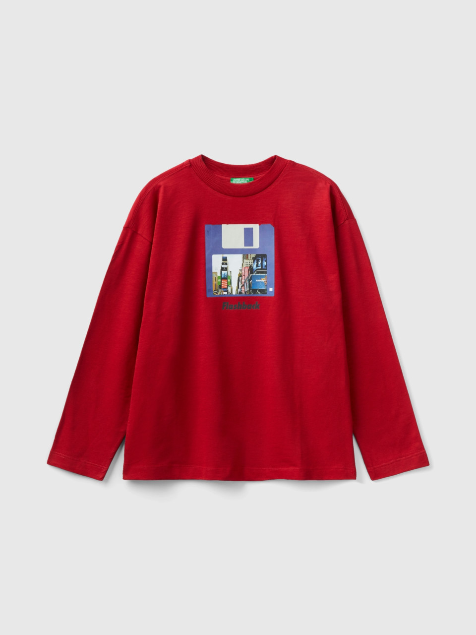 Benetton, T-shirt With Photographic Print, Red, Kids