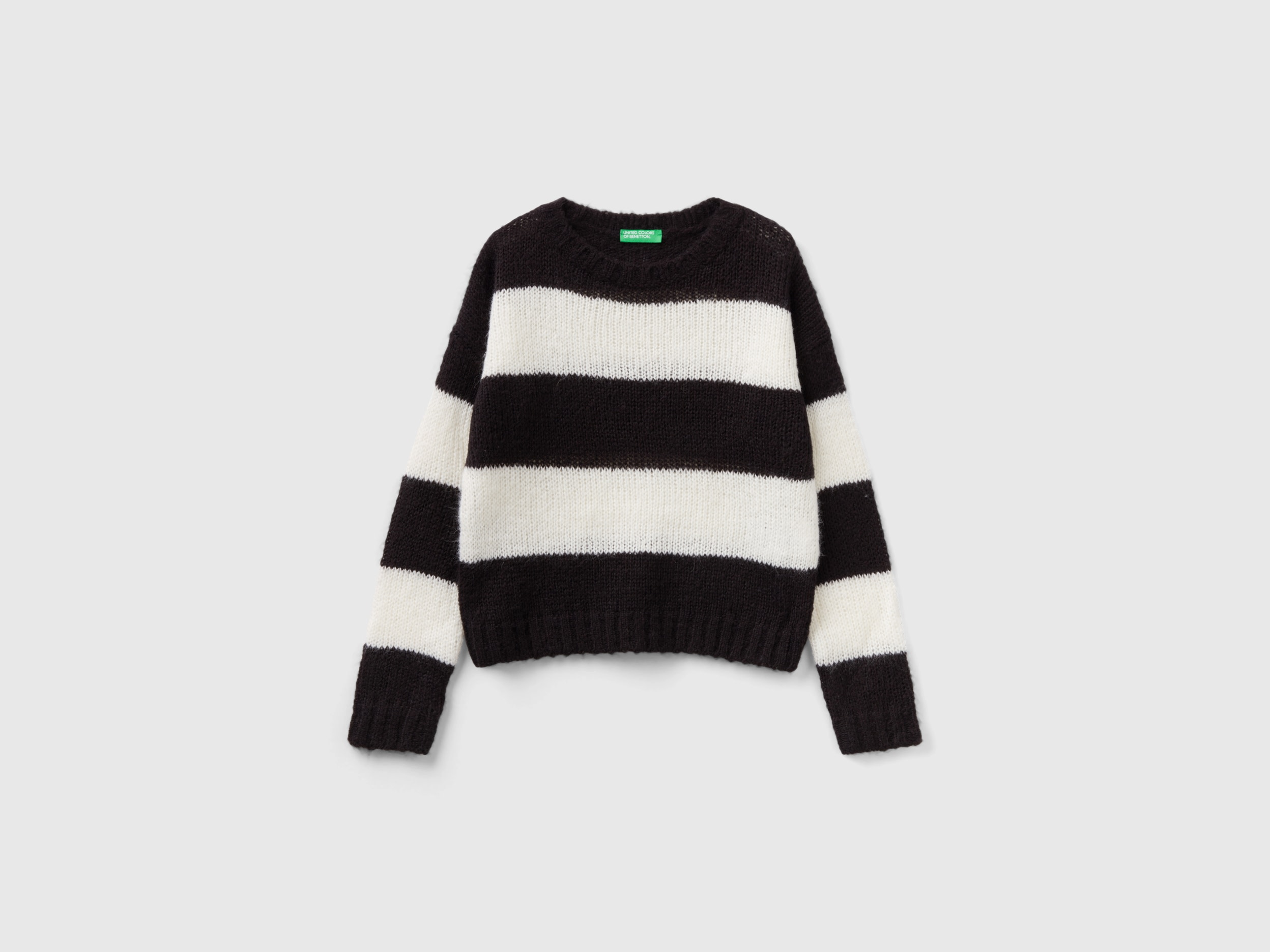 Benetton, Sweater With Two-tone Stripes, size M, Black, Kids