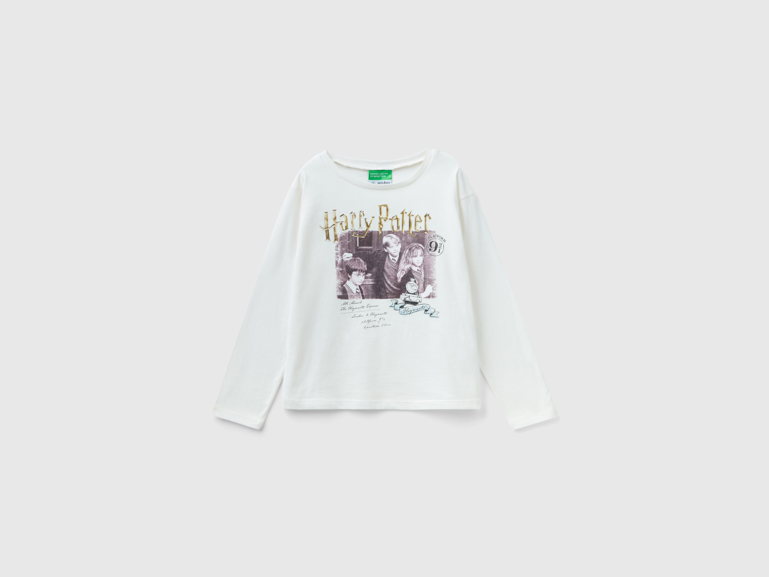 Benetton, Long Sleeve Harry Potter T-shirt, size 3XL, Creamy White, Kids