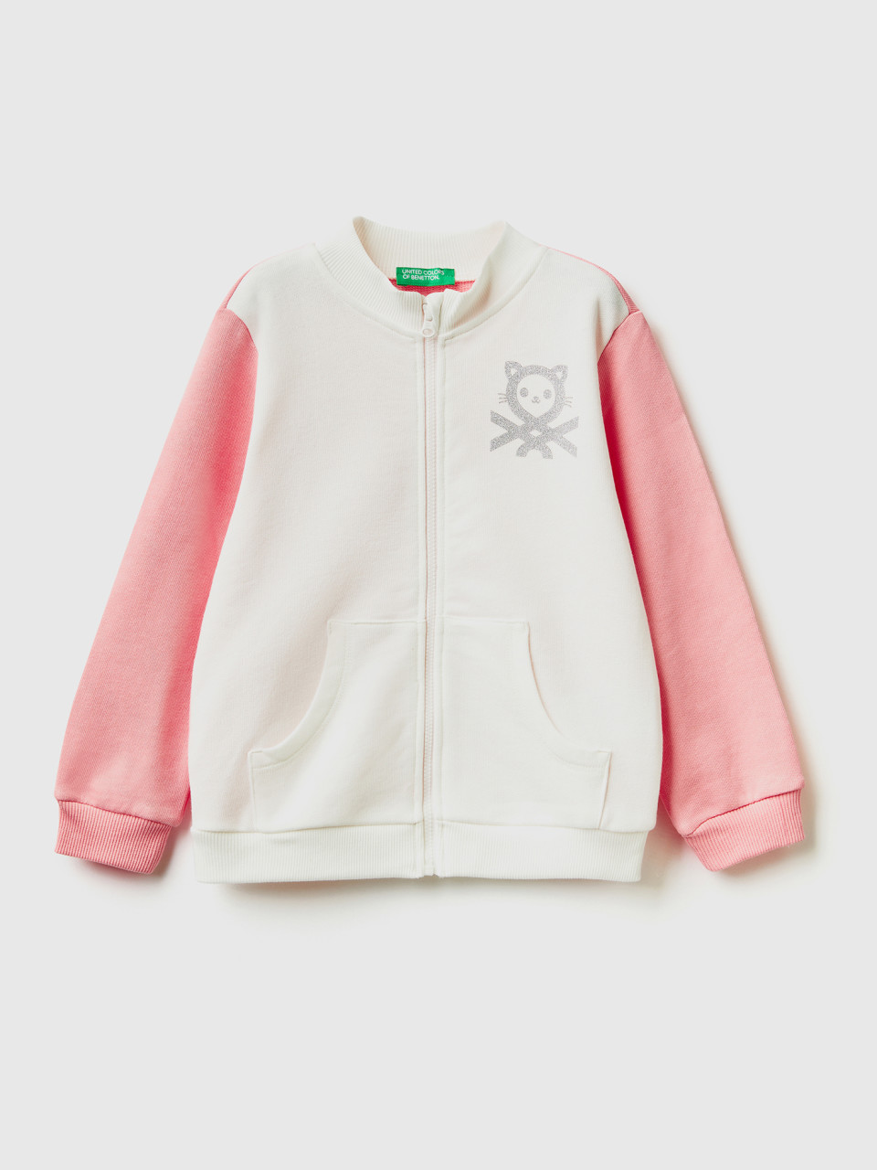 Benetton, Sweatshirt With Zip In Organic Cotton, Multi-color, Kids