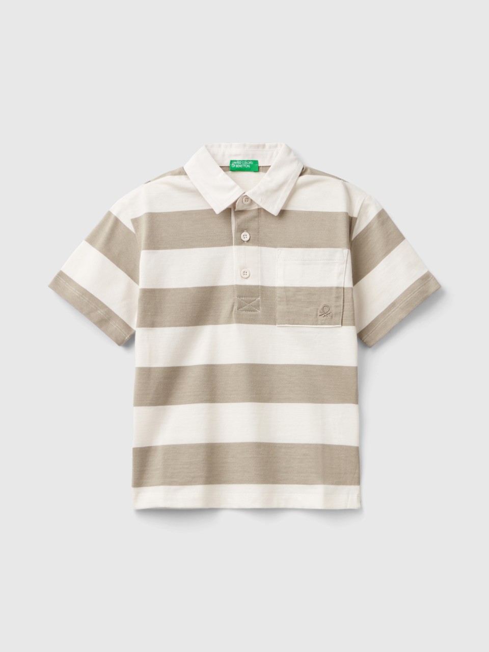 Benetton, Rugby Polo With Pocket, Dove Gray, Kids