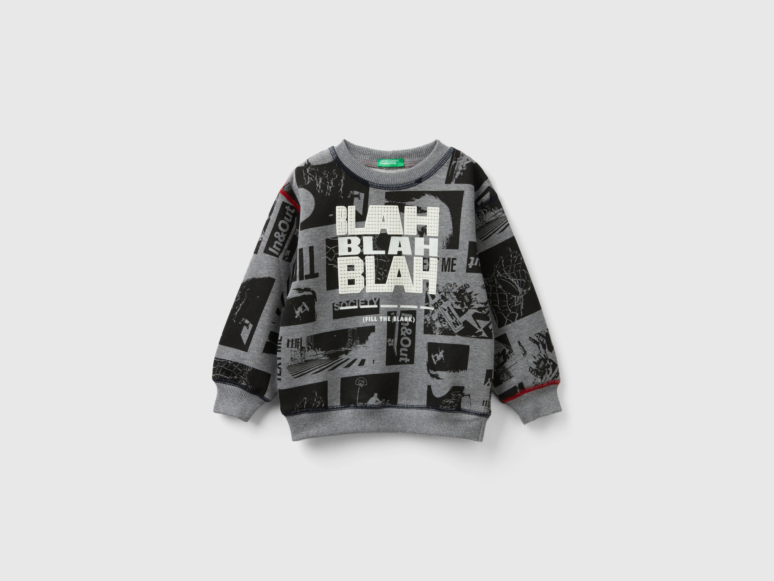 Benetton, Pullover Sweatshirt With City Print, size 2-3, Gray, Kids