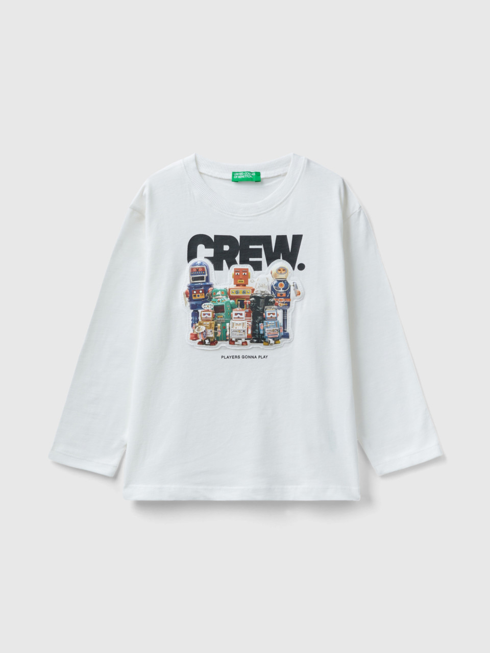 Benetton, Oversized Fit T-shirt With Print And Patch, Creamy White, Kids