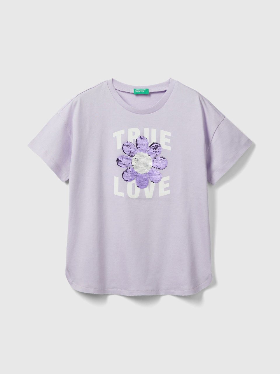 Benetton, T-shirt With Reversible Sequins, Lilac, Kids