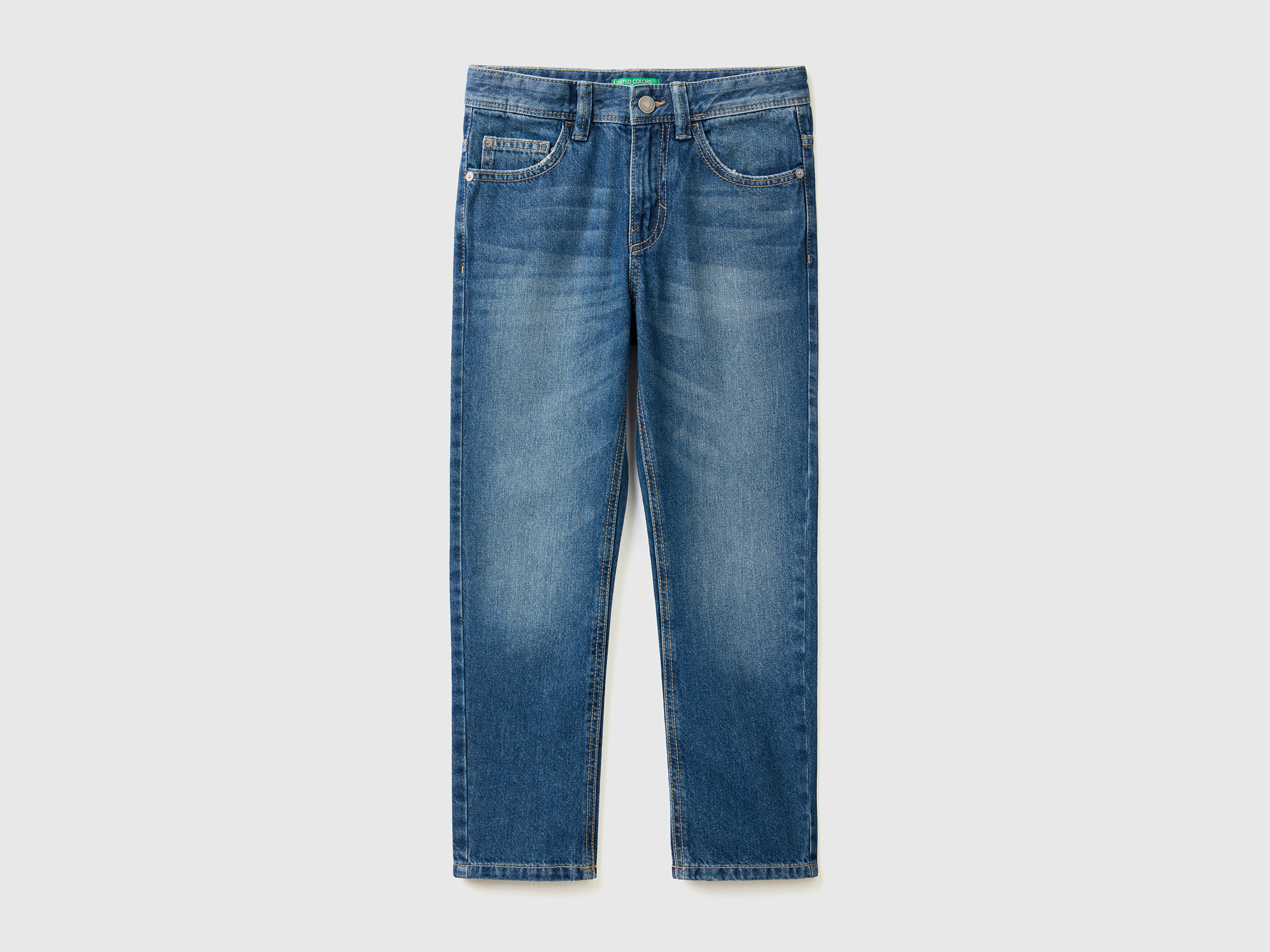 Benetton, Jeans Straight Leg, Blu Scuro, Bambini