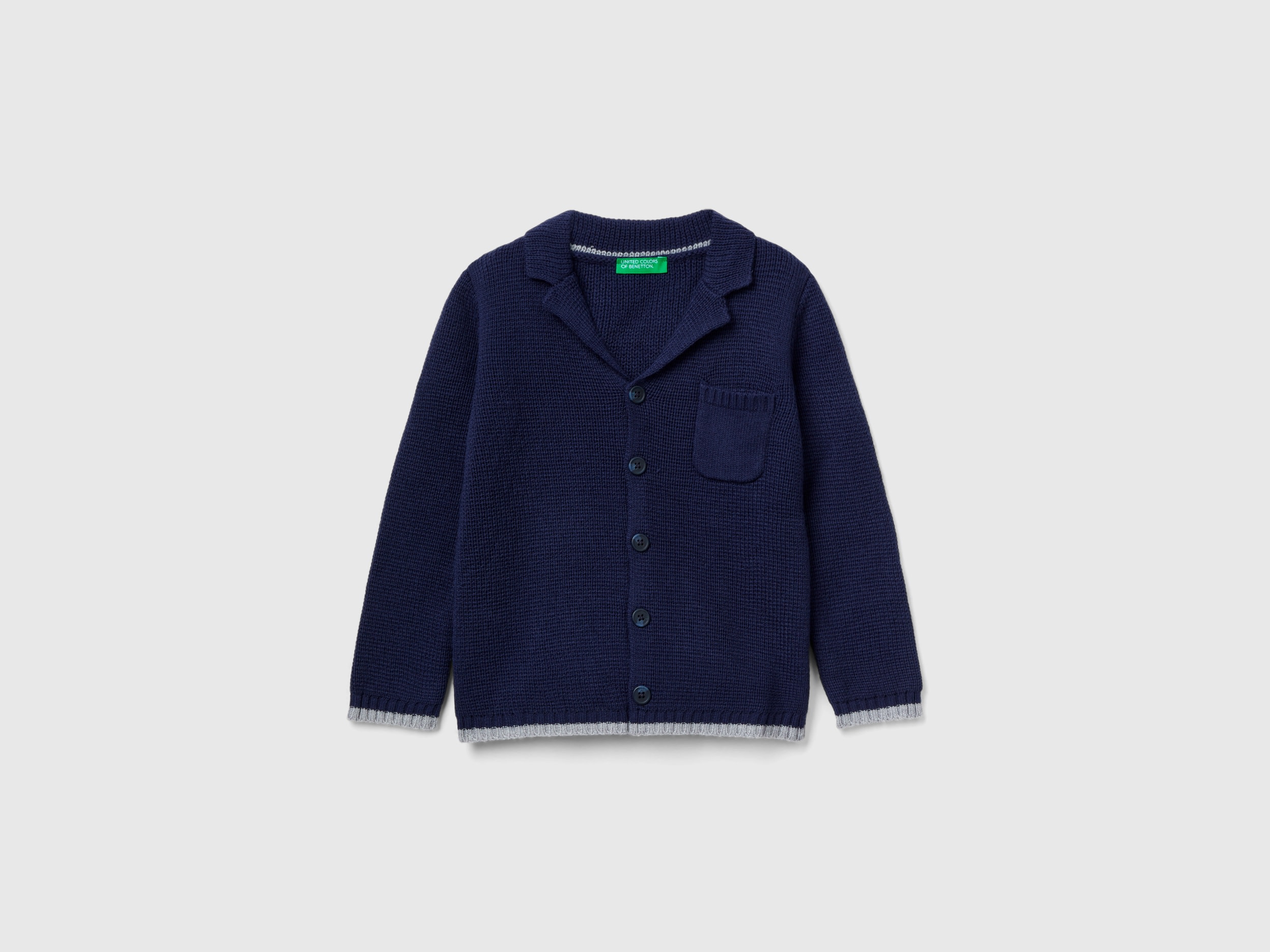 Benetton, Knit Blazer With Pocket, size 4-5, Dark Blue, Kids
