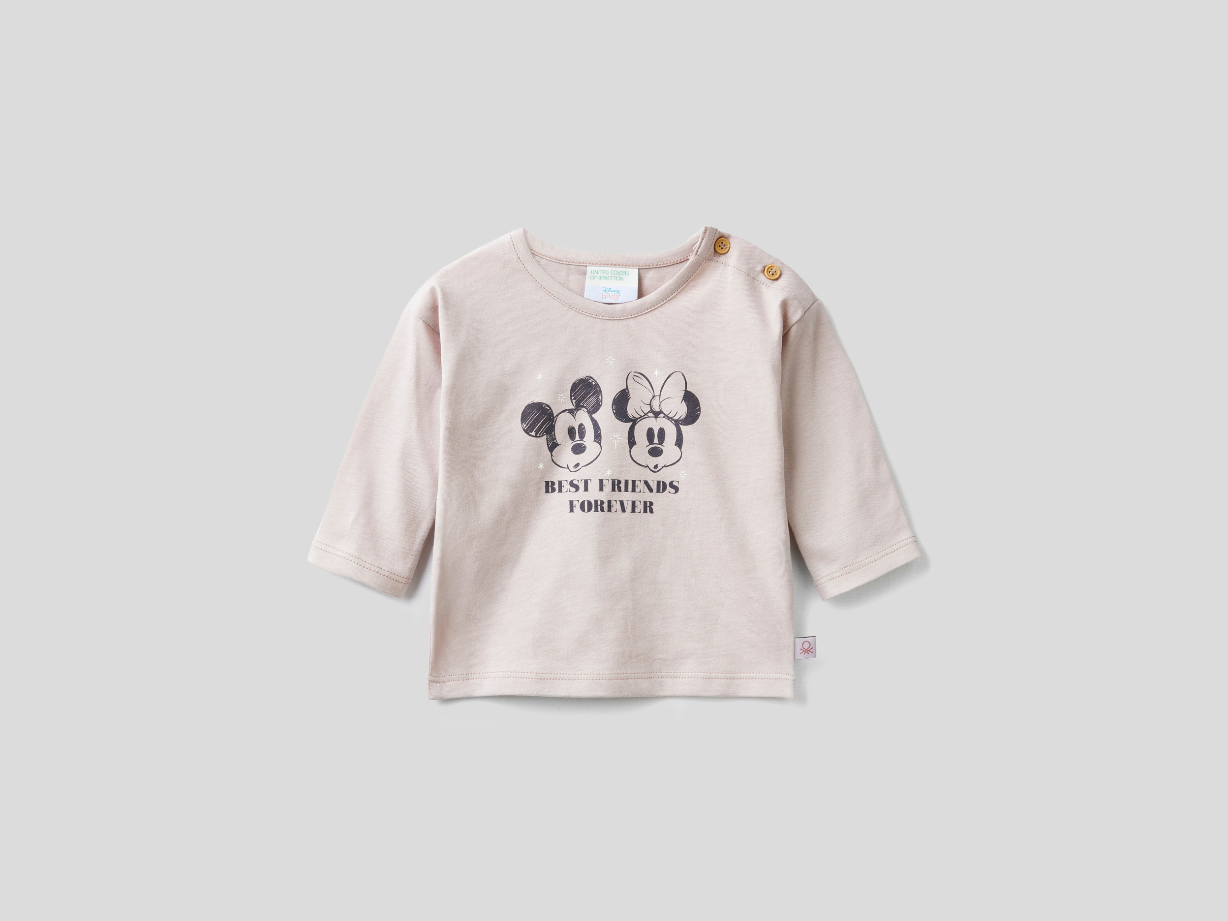 Benetton, T-shirt Mickey Et Ses Amis En Coton Chaud, taille , Rose Pâle, Enfants