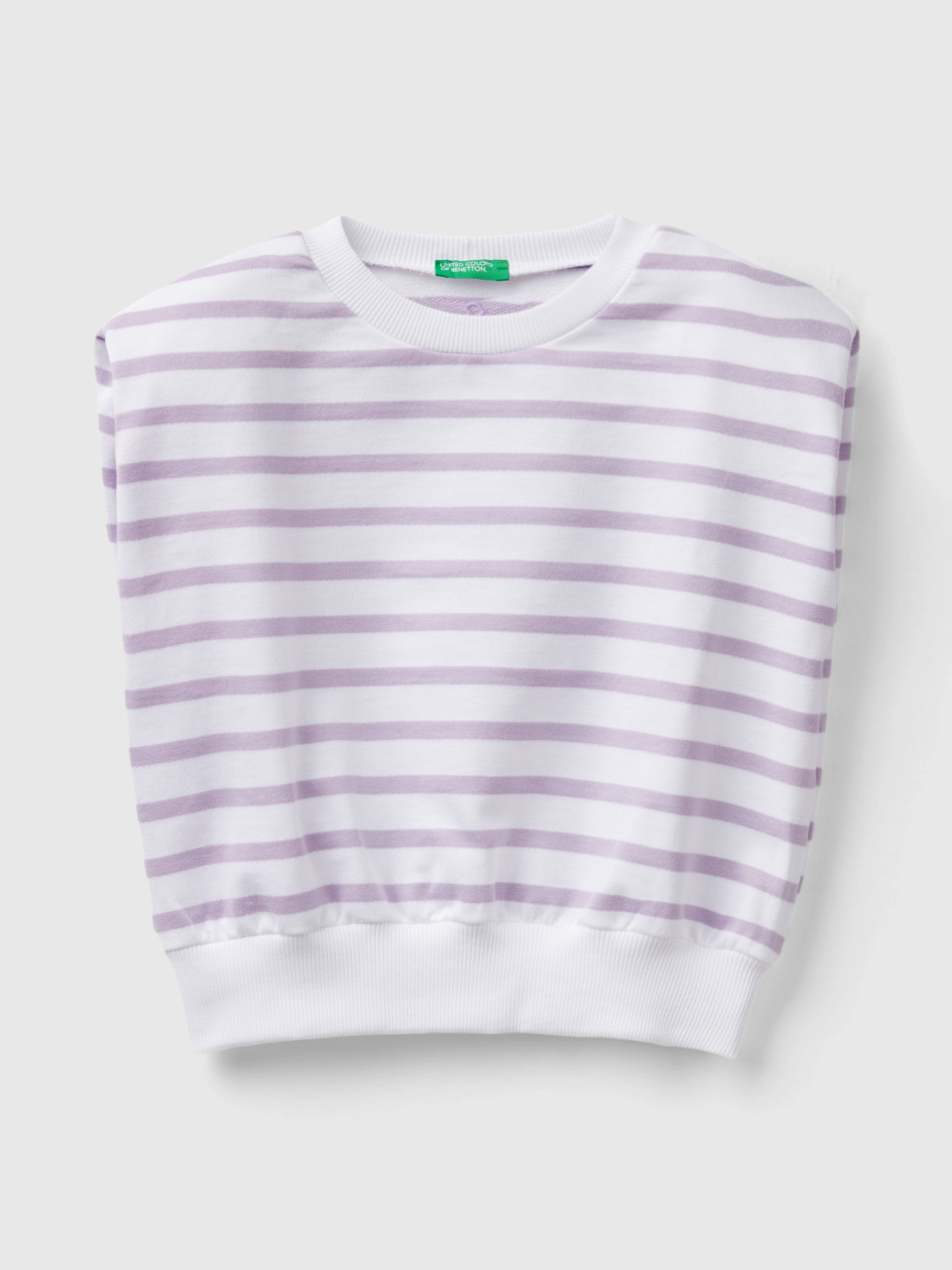 Benetton, Striped Top In Sweat Fabric, Lilac, Kids