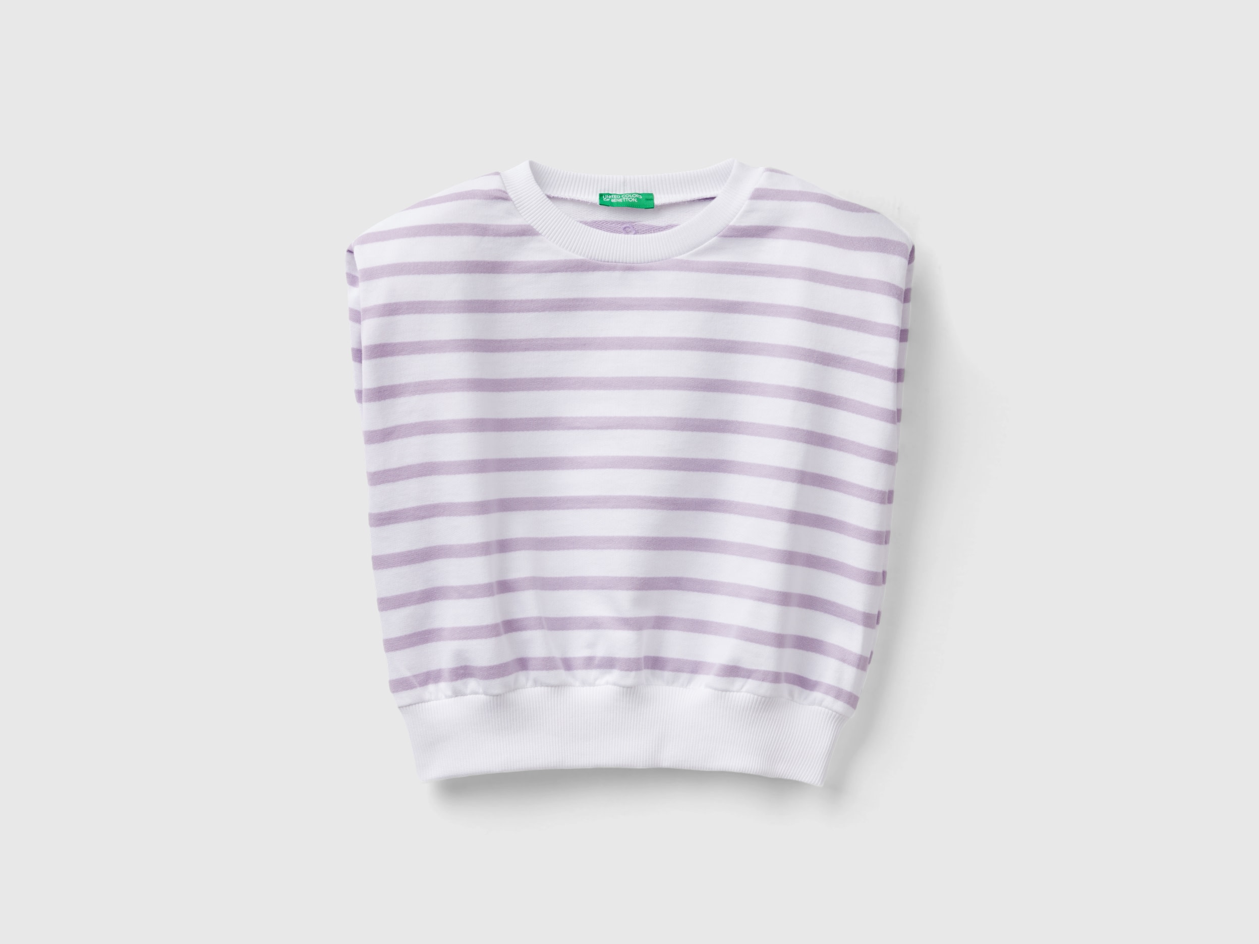 Benetton, Striped Top In Sweat Fabric, size XL, Lilac, Kids