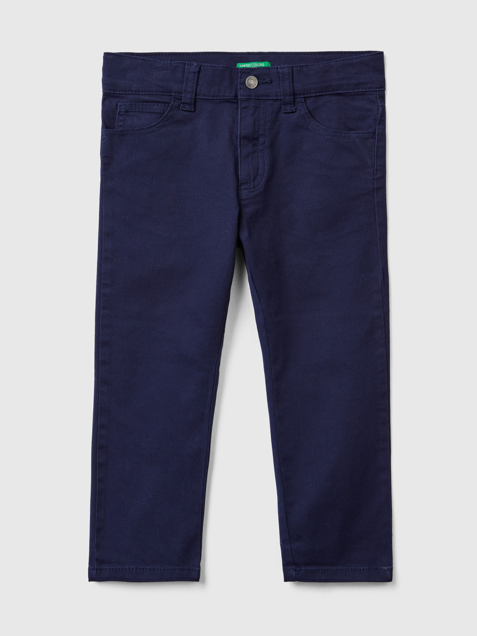 Benetton, Five-pocket Slim Fit Trousers, Dark Blue, Kids