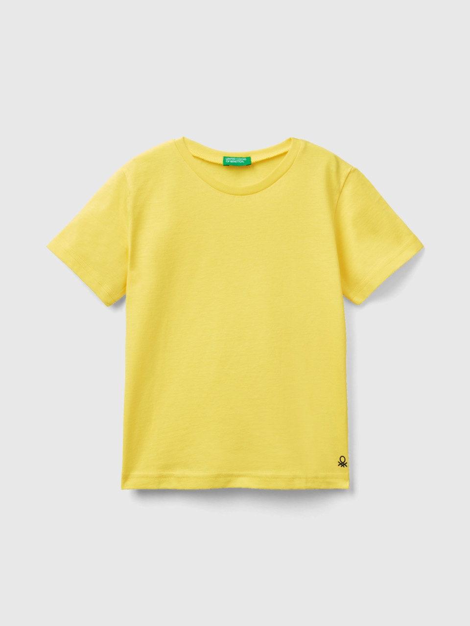 Benetton, T-shirt Em Algodão Orgânico, Amarelo, Crianças