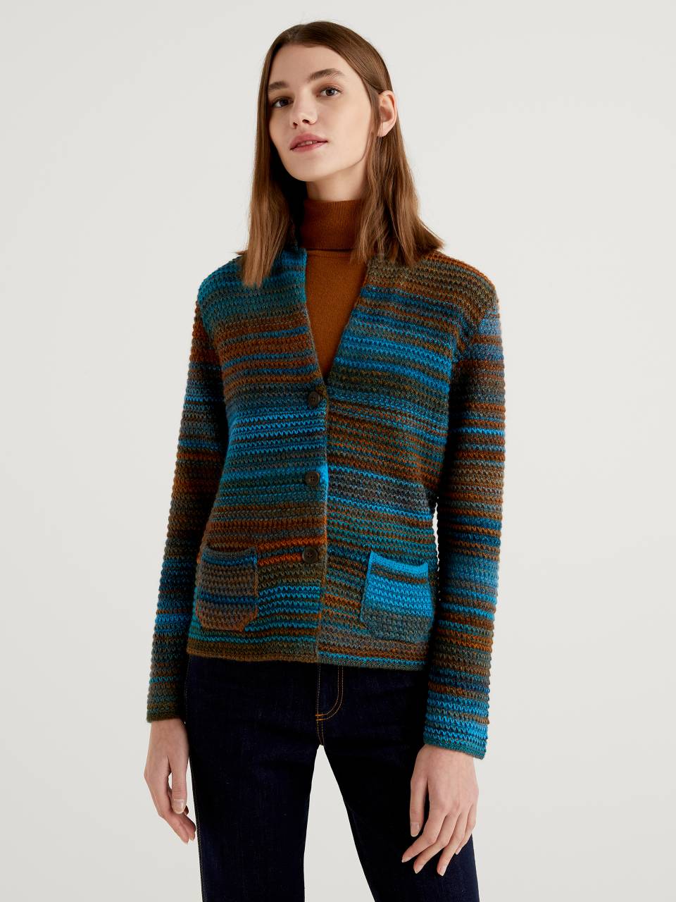 Benetton Knit jacket in multicolor wool blend. 1