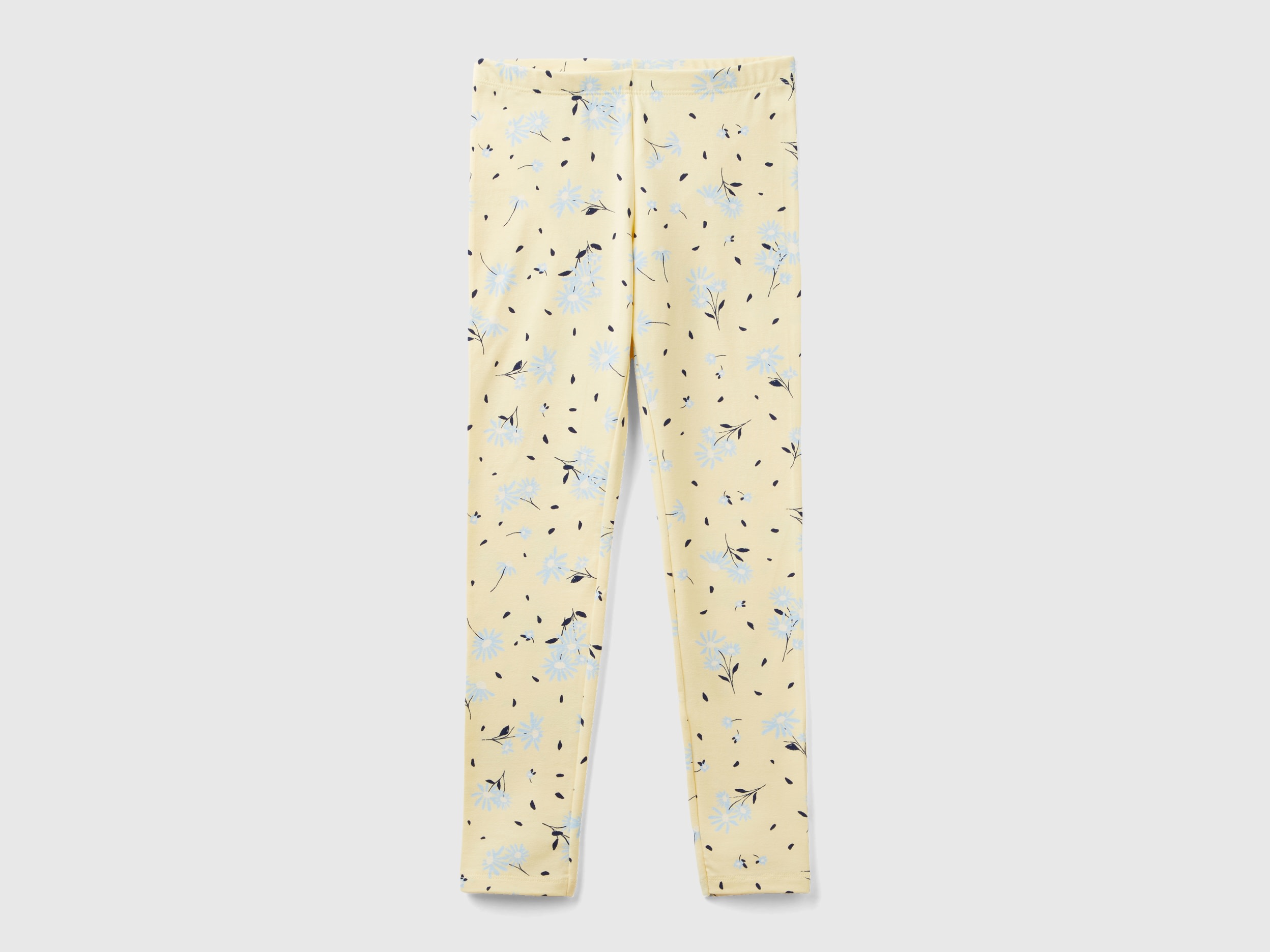 Benetton, Leggings Vaniglia Con Stampa Floreale, Vaniglia, Bambini