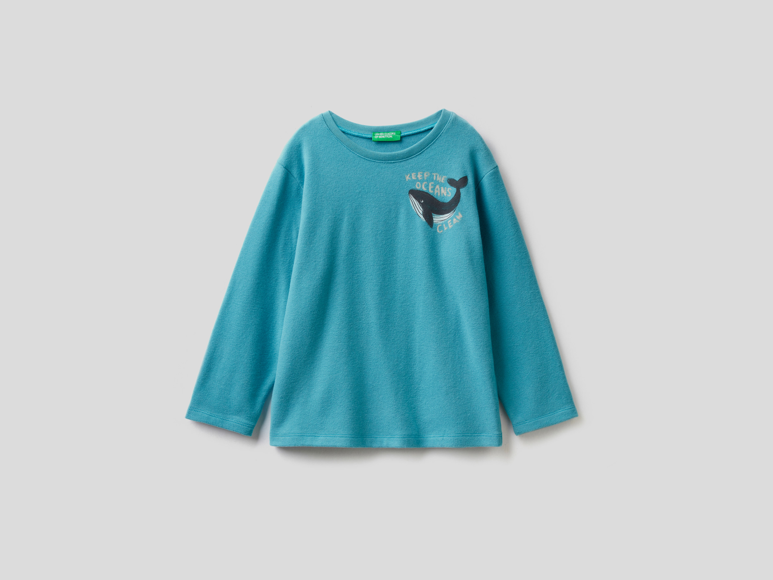 Benetton, T-shirt Chaud Imprimé, taille , Bleu Clair, Enfants