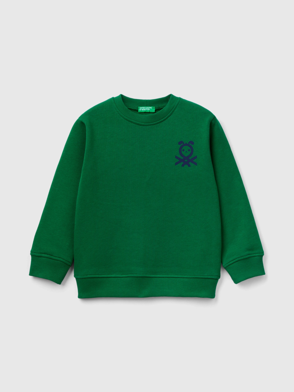 Benetton, Sweatshirt In 100% Organic Cotton, Green, Kids