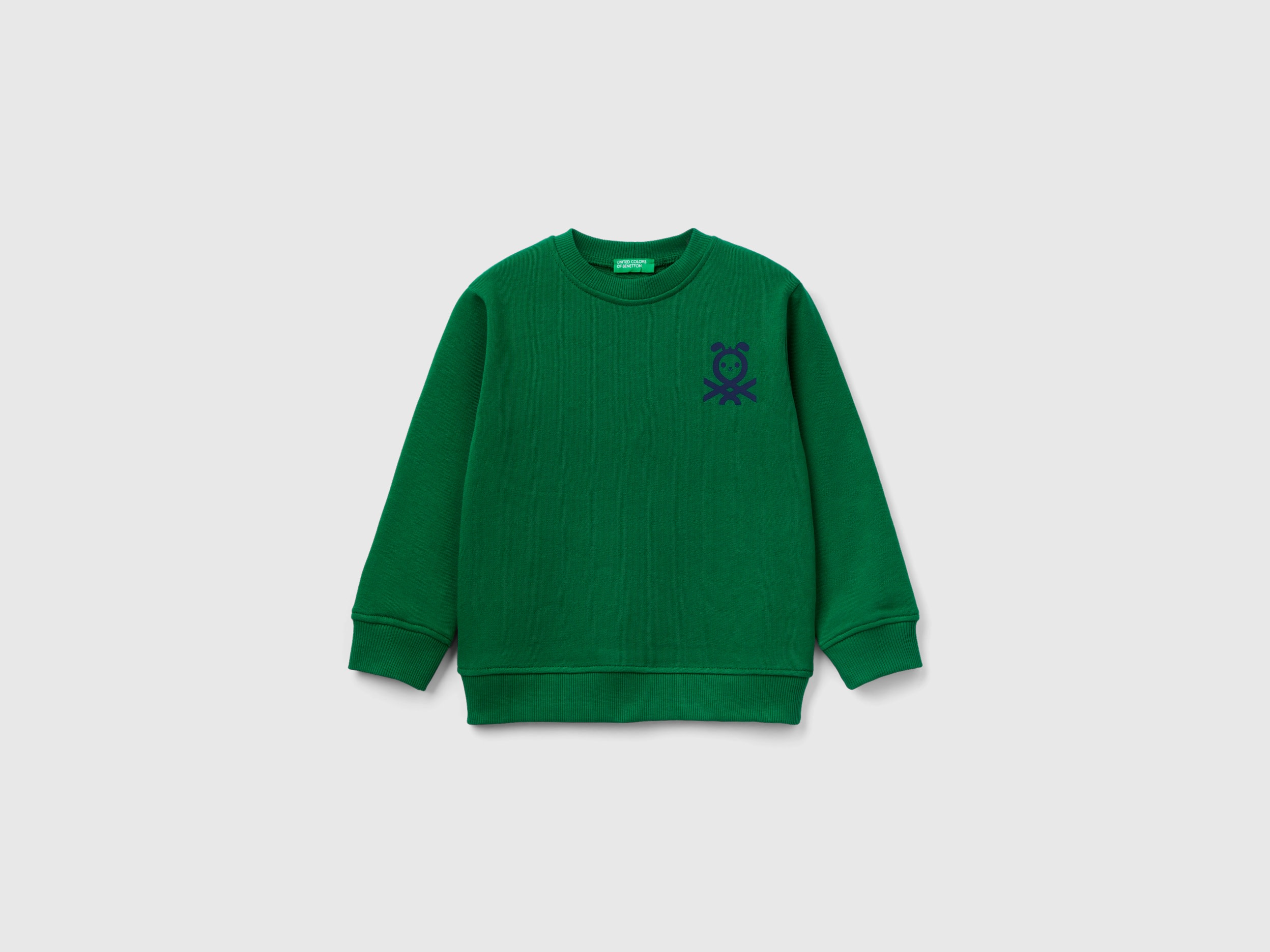 Benetton, Sweatshirt In 100% Organic Cotton, size 3-4, Green, Kids