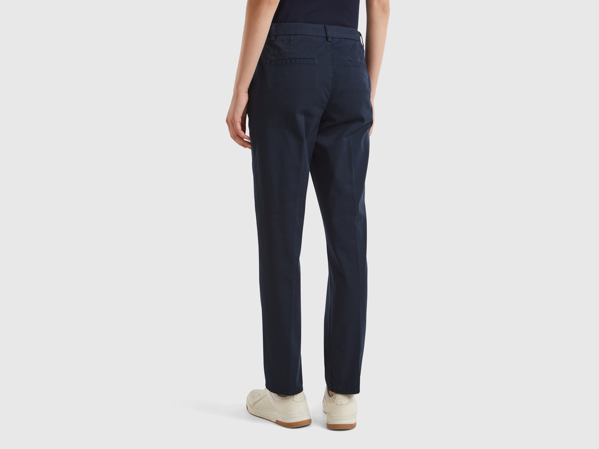 Benetton, Τσίνο Slim Fit Από Βαμβακερό Μπλε Σκούρο, size , Σκουρο Μπλε, Γυναικεία φωτογραφία