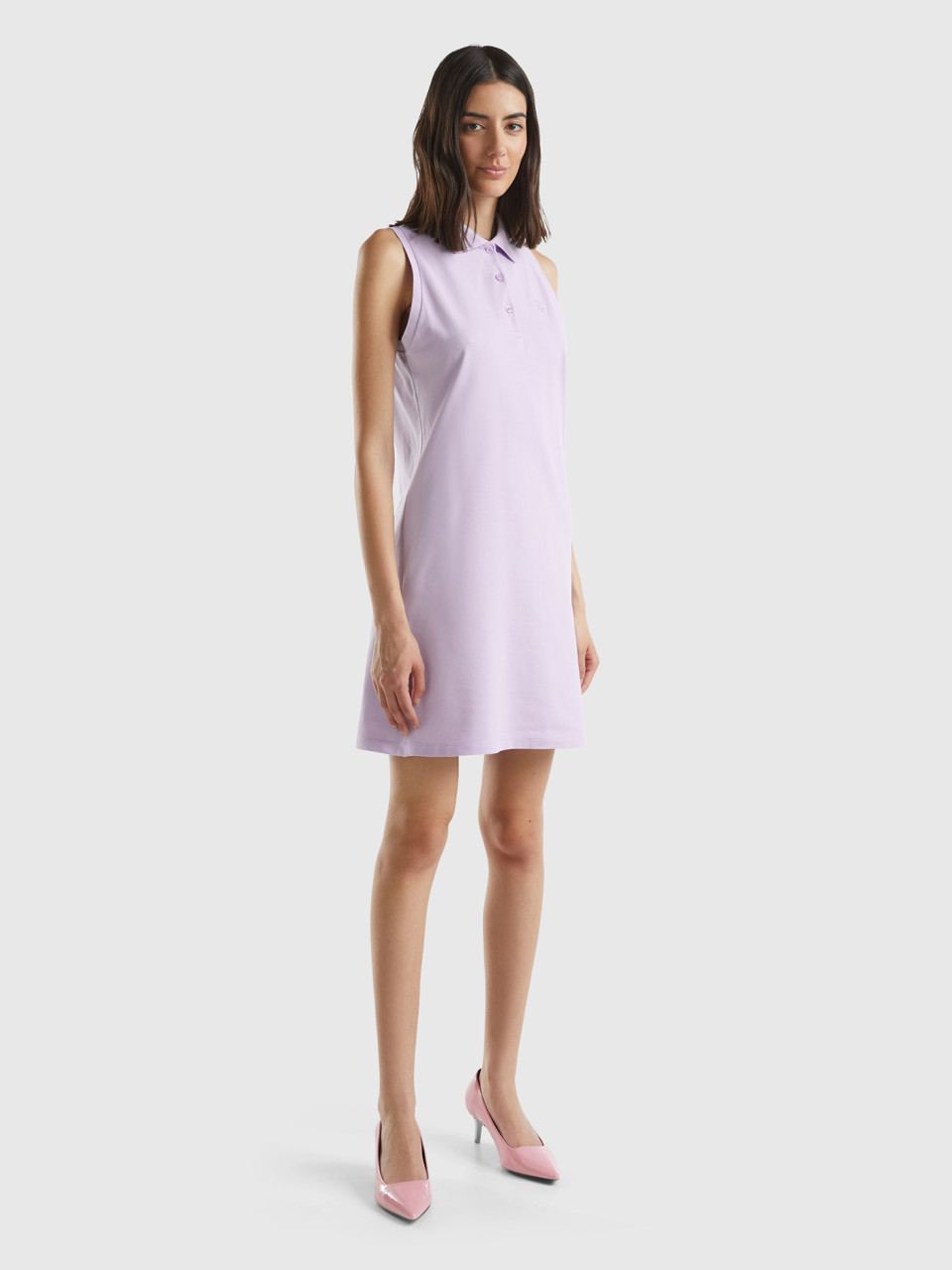 Benetton, Lilac Polo-style Dress, Lilac, Women