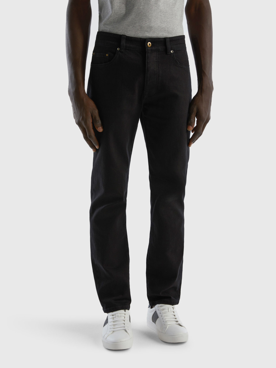 Benetton, Five Pocket Slim Fit Jeans, Black, Men