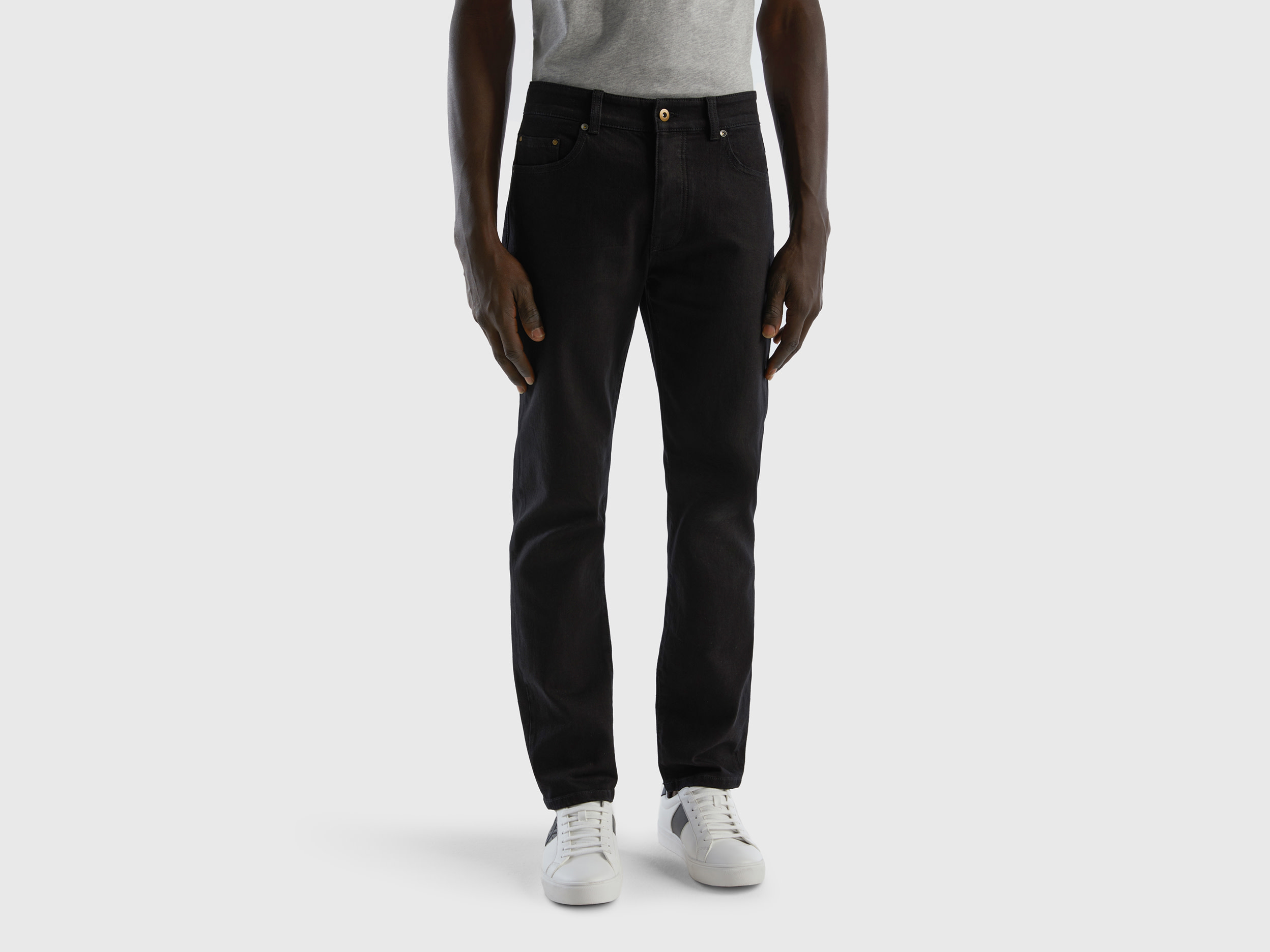 Benetton, Five Pocket Slim Fit Jeans, size 40, Black, Men