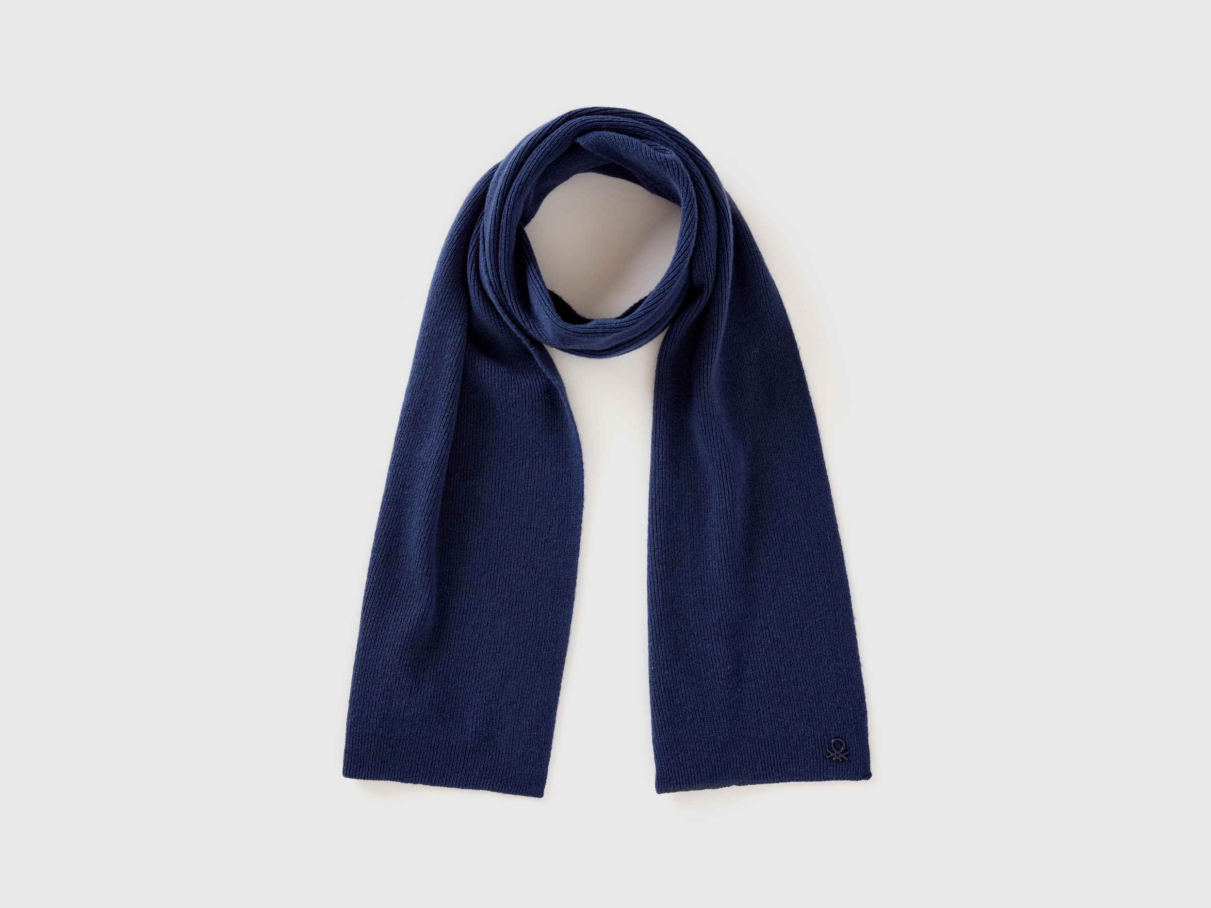 Benetton, Sciarpa In Misto Lana, Blu Scuro, Bambini