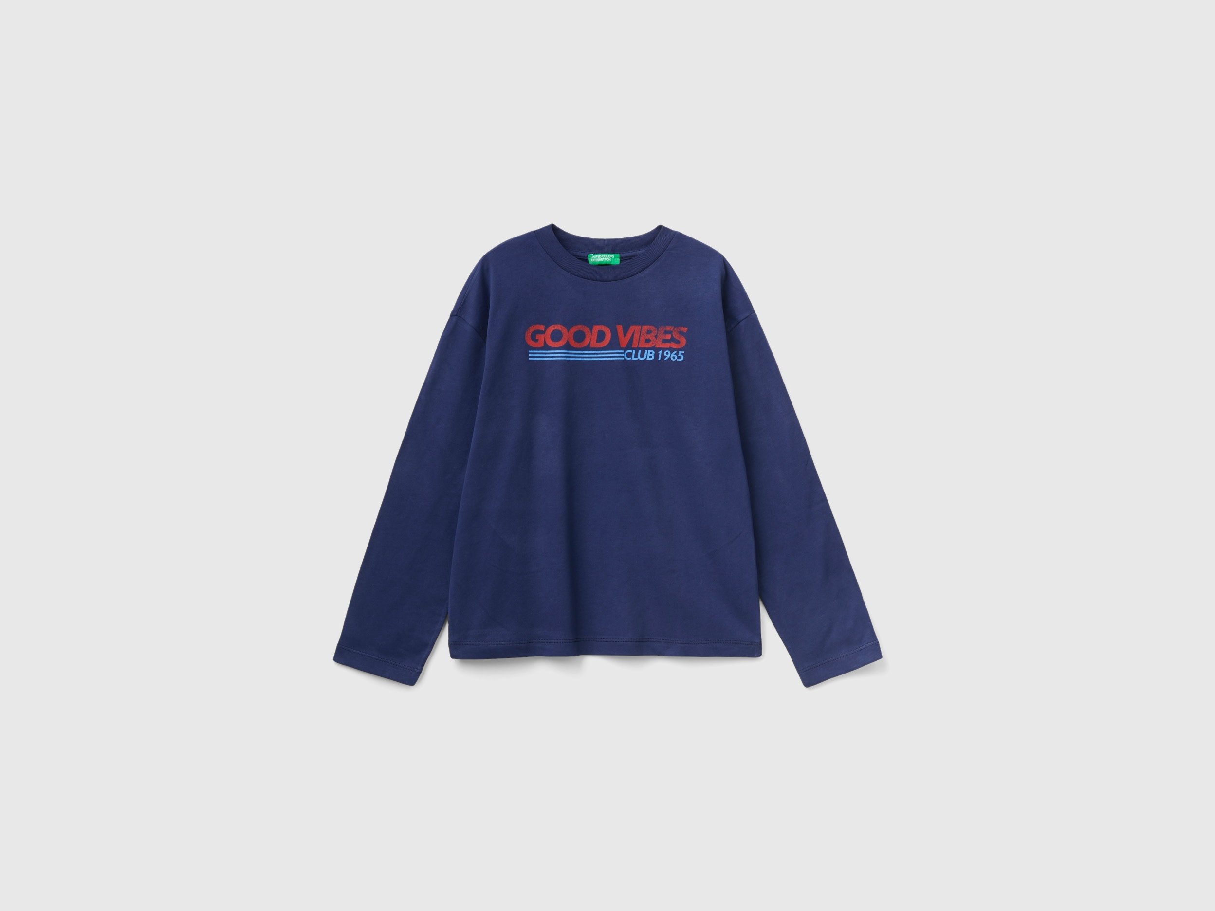 Benetton, T-shirt With Print In Warm Cotton, size 3XL, Dark Blue, Kids