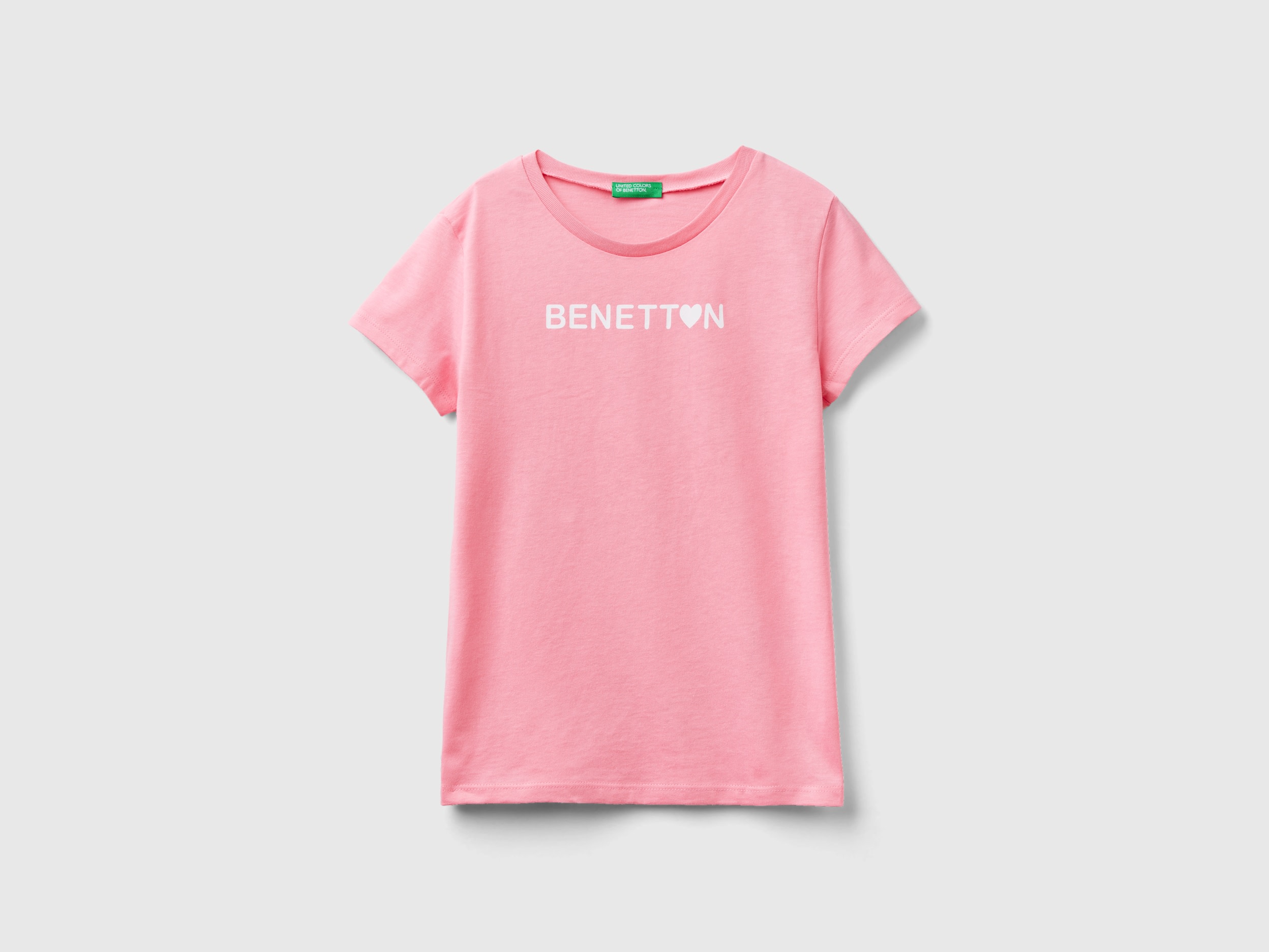 Benetton, 100% Cotton T-shirt With Logo, size 3XL, Pink, Kids