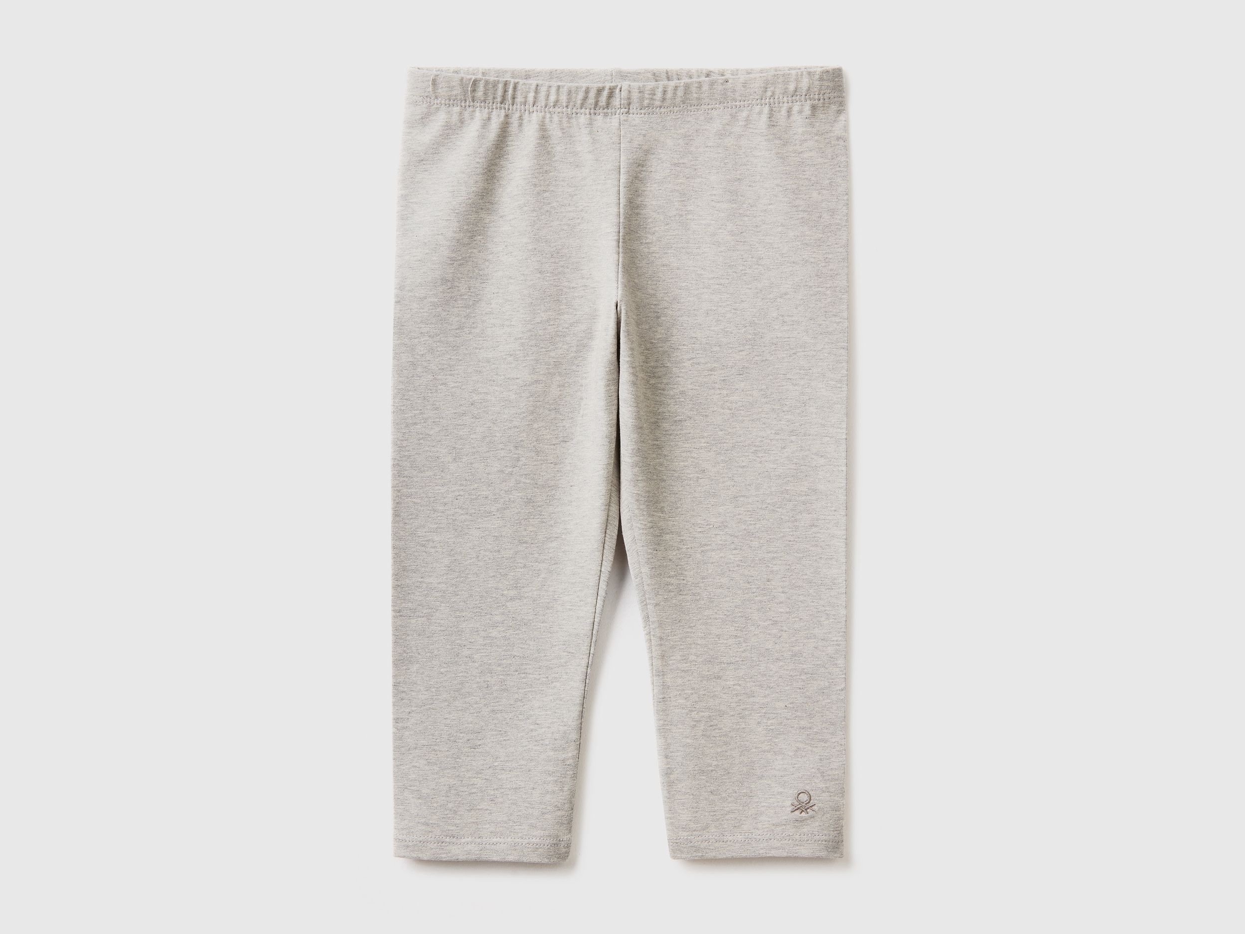 Benetton, Leggings A Ginocchio, Grigio Chiaro, Bambini