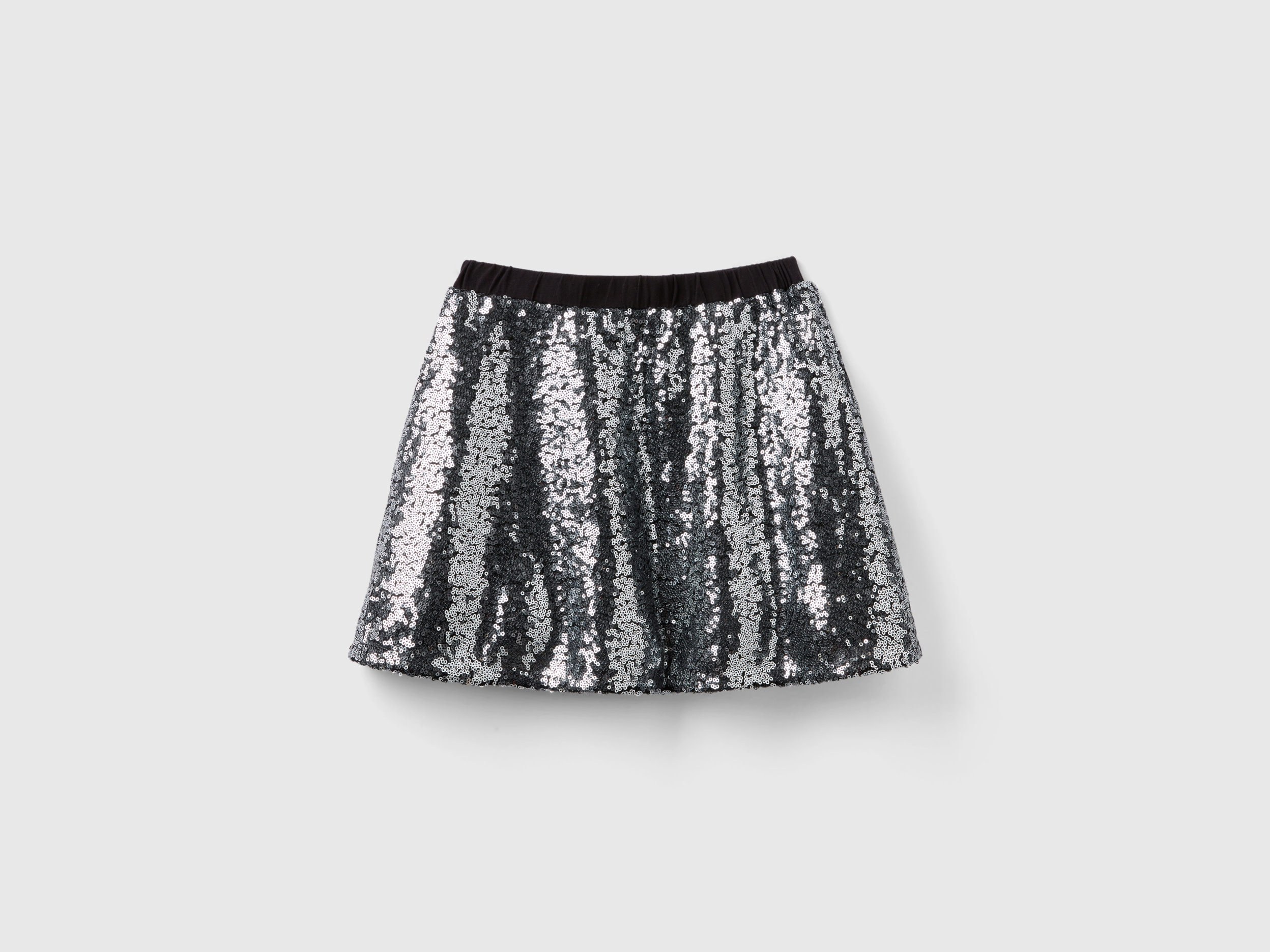 Benetton, Mini Skirt With Sequins, size L, Silver, Kids